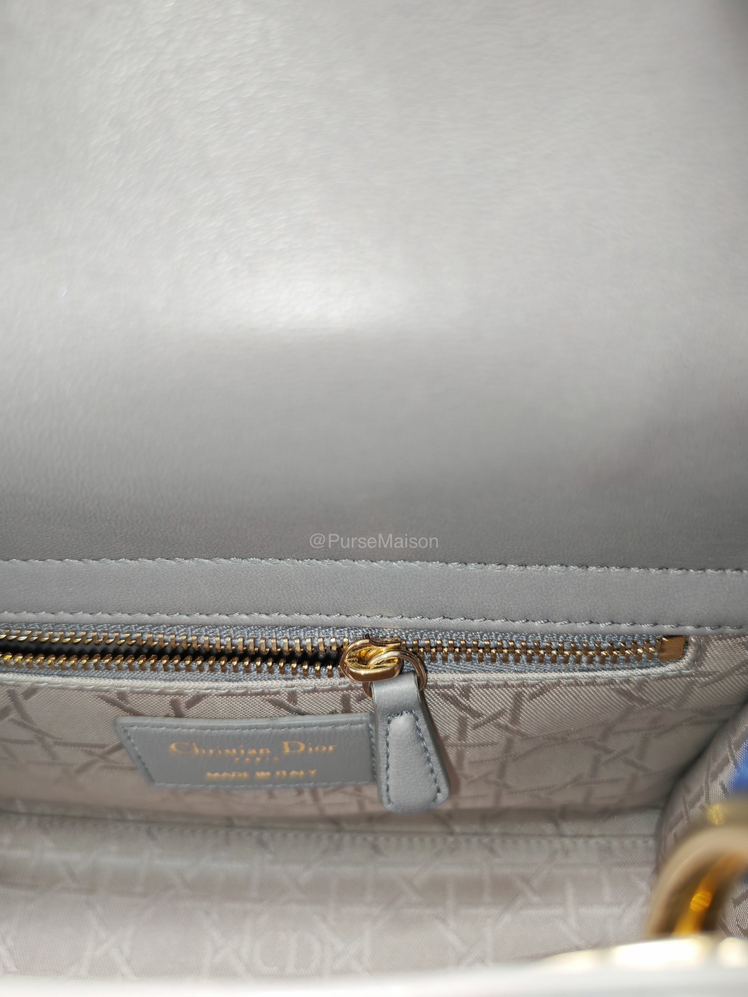 Christian Dior Lady Dior Lucky Badges in Gray Cannage Lambskin Leather Shoulder Bag | Purse Maison Luxury Bags Shop