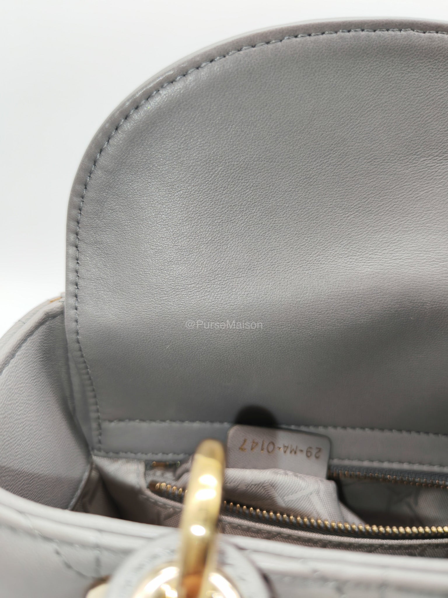 Christian Dior Lady Dior Lucky Badges in Gray Cannage Lambskin Leather Shoulder Bag | Purse Maison Luxury Bags Shop