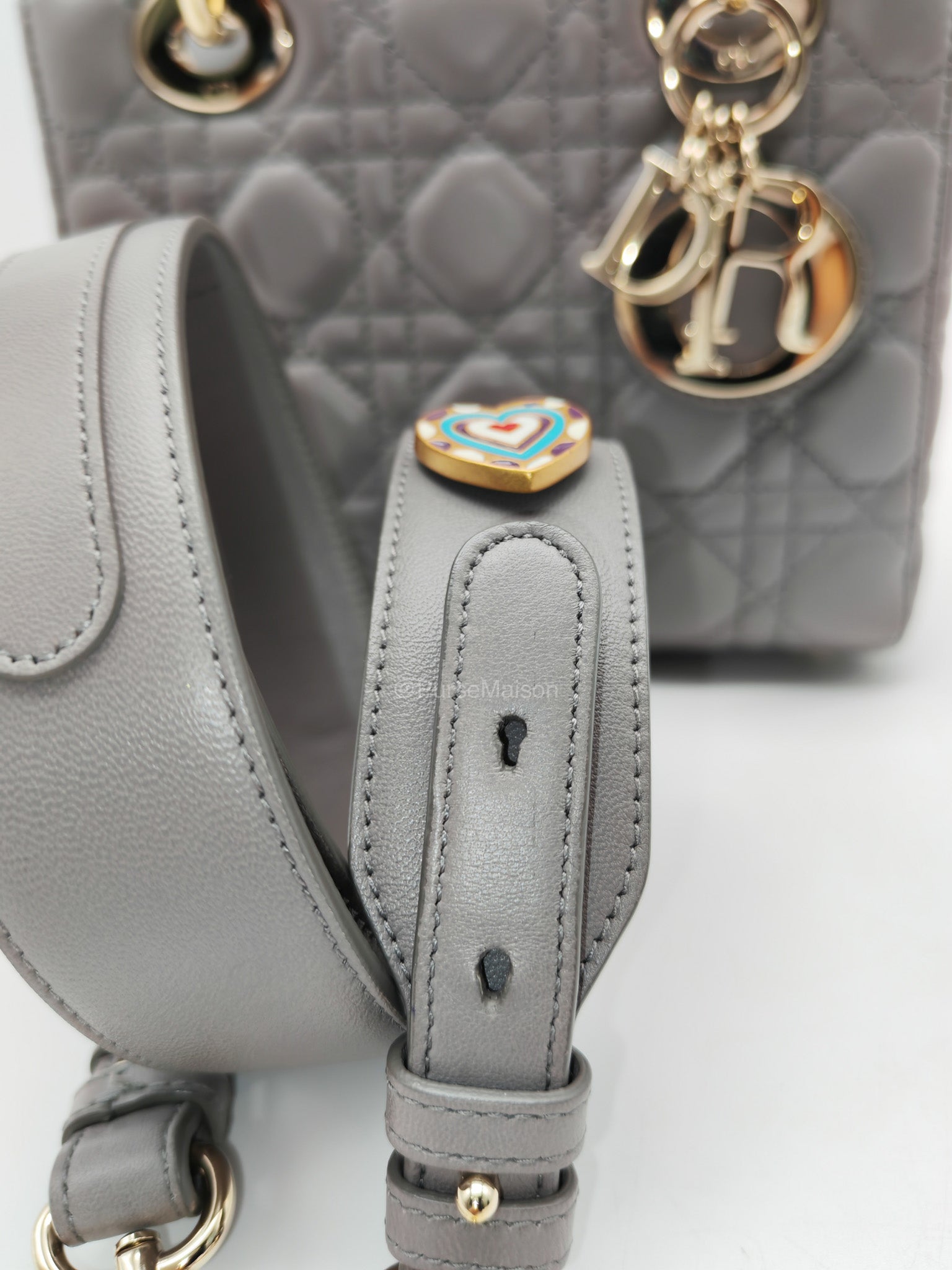 Christian Dior Lady Dior Lucky Badges in Gray Cannage Lambskin Leather Shoulder Bag | Purse Maison Luxury Bags Shop