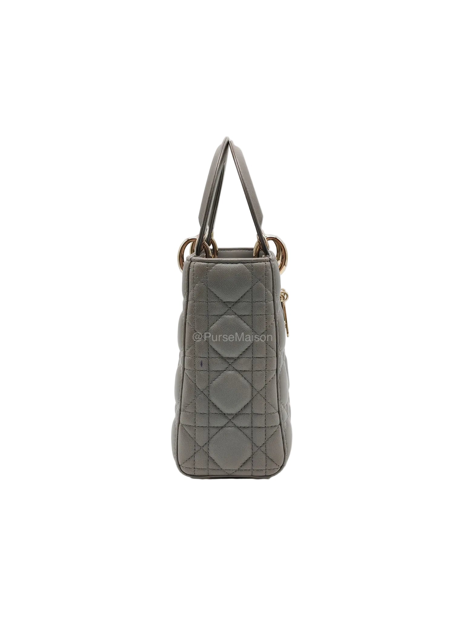 Christian Dior Lady Dior Lucky Badges in Gray Cannage Lambskin Leather Shoulder Bag | Purse Maison Luxury Bags Shop