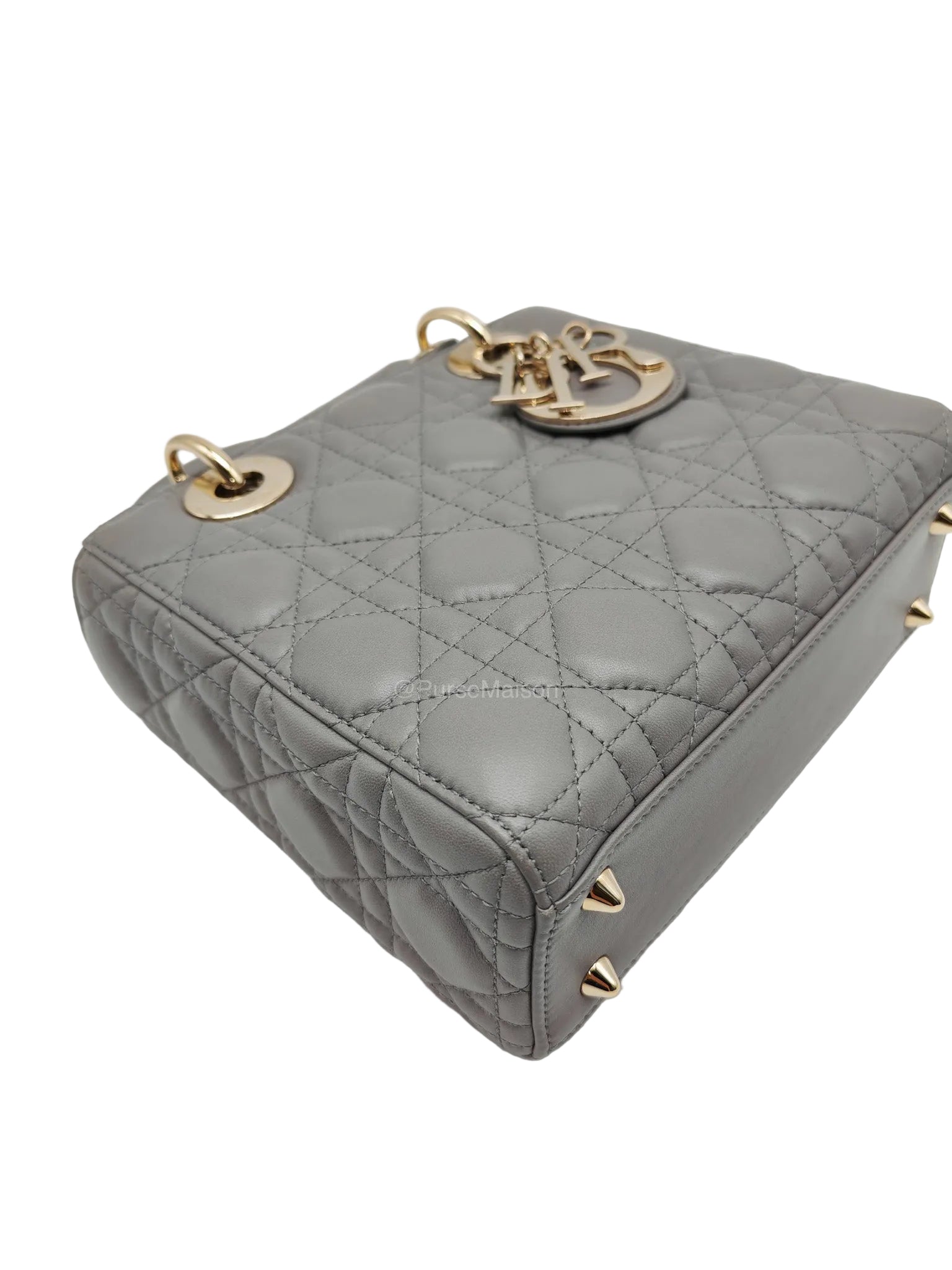 Christian Dior Lady Dior Lucky Badges in Gray Cannage Lambskin Leather Shoulder Bag | Purse Maison Luxury Bags Shop