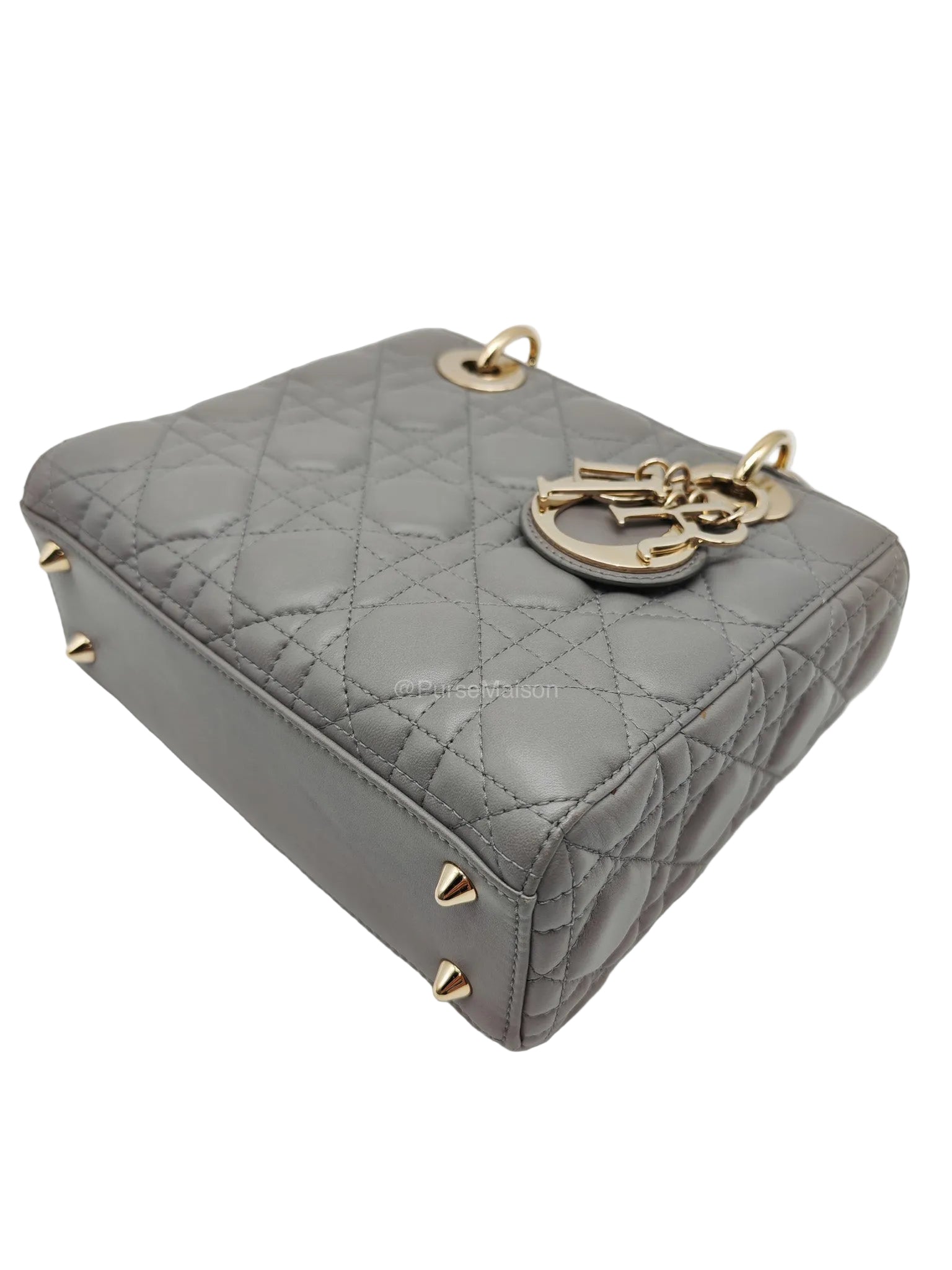 Christian Dior Lady Dior Lucky Badges in Gray Cannage Lambskin Leather Shoulder Bag | Purse Maison Luxury Bags Shop
