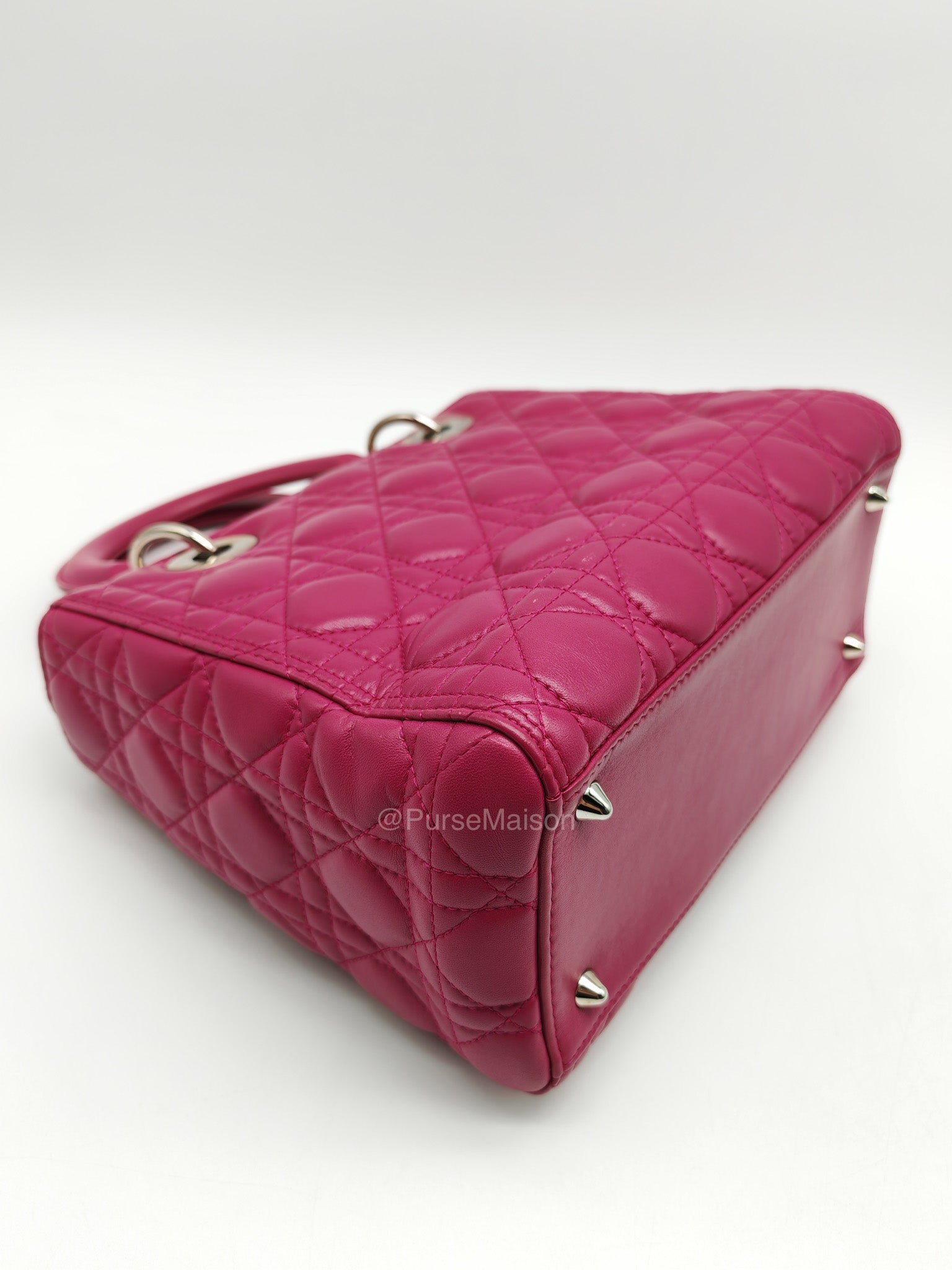 Christian Dior Lady Dior Medium in Dark Magenta Quilted Cannage Lambskin Leather Shoulder Bag | Purse Maison Luxury Bags Shop