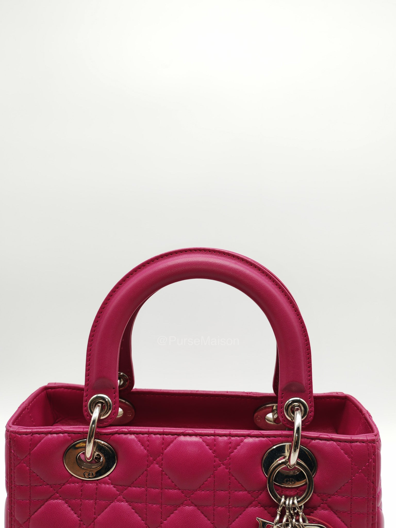 Christian Dior Lady Dior Medium in Dark Magenta Quilted Cannage Lambskin Leather Shoulder Bag | Purse Maison Luxury Bags Shop