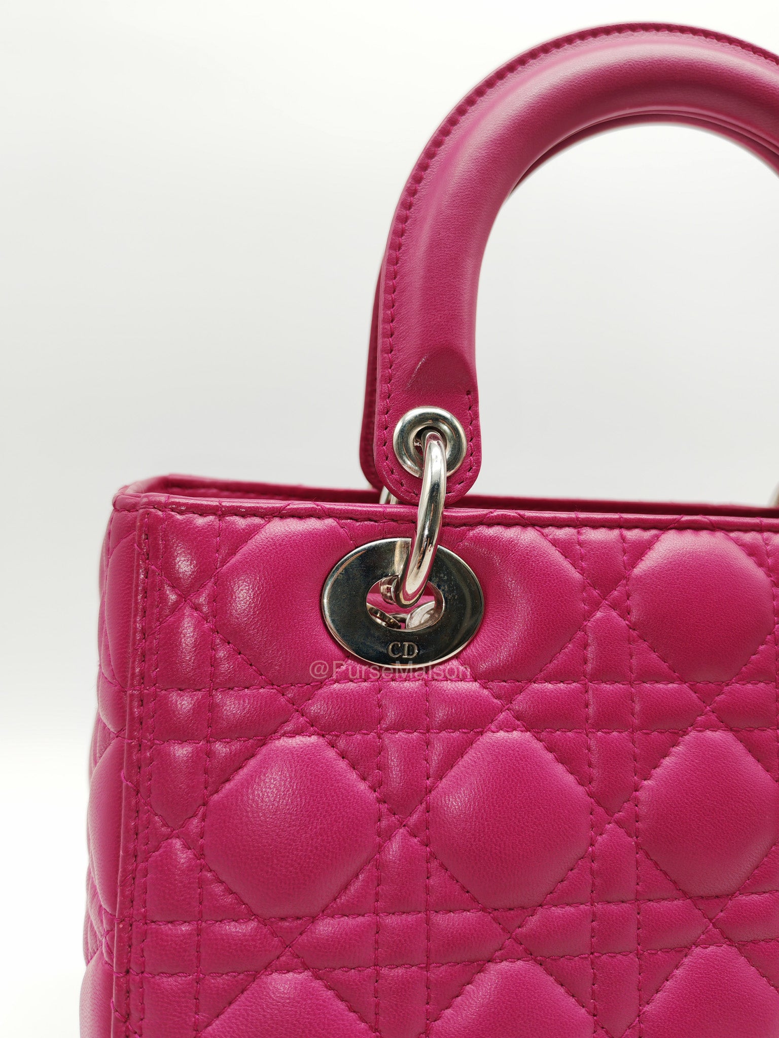 Christian Dior Lady Dior Medium in Dark Magenta Quilted Cannage Lambskin Leather Shoulder Bag | Purse Maison Luxury Bags Shop