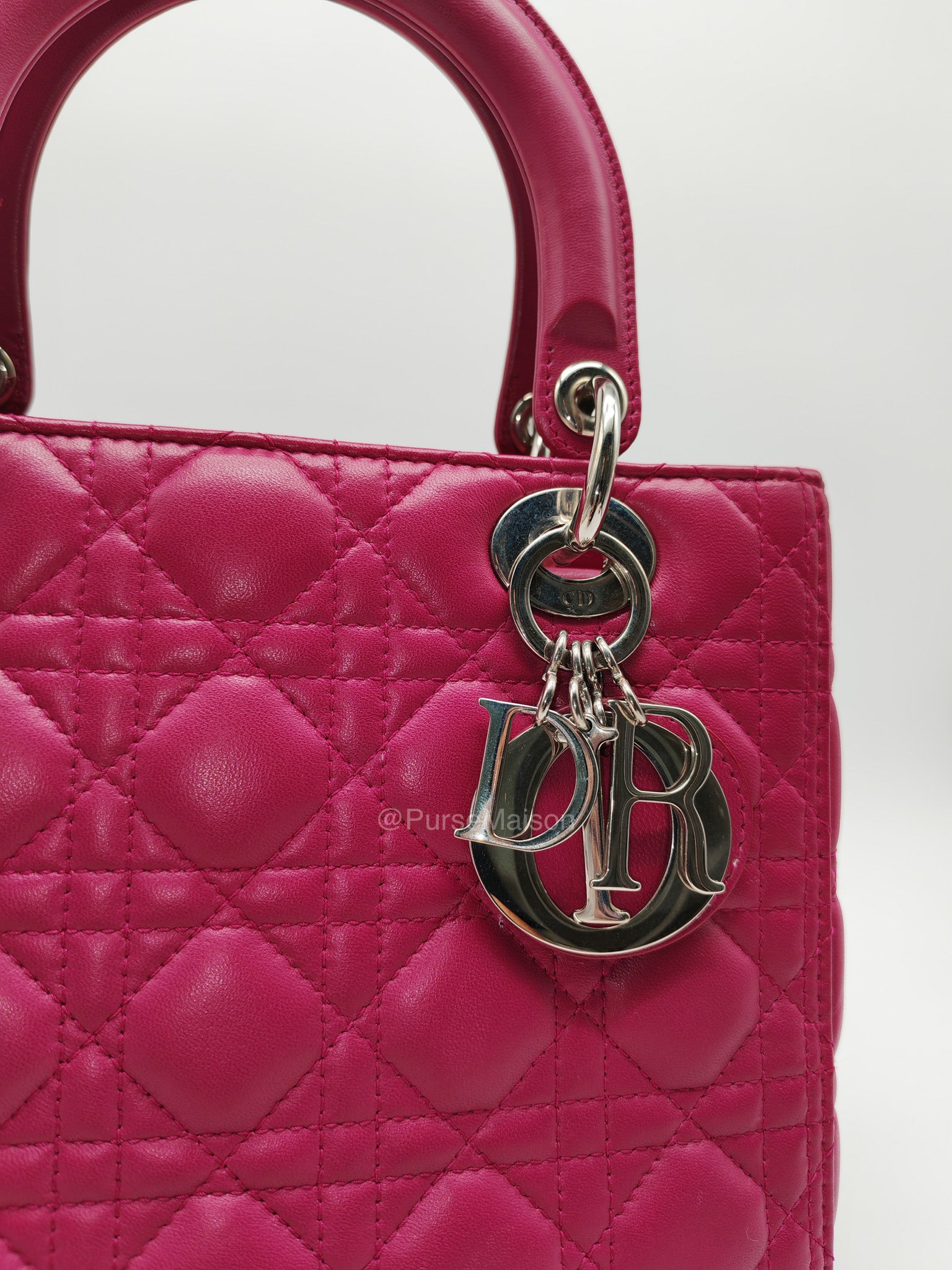 Christian Dior Lady Dior Medium in Dark Magenta Quilted Cannage Lambskin Leather Shoulder Bag | Purse Maison Luxury Bags Shop