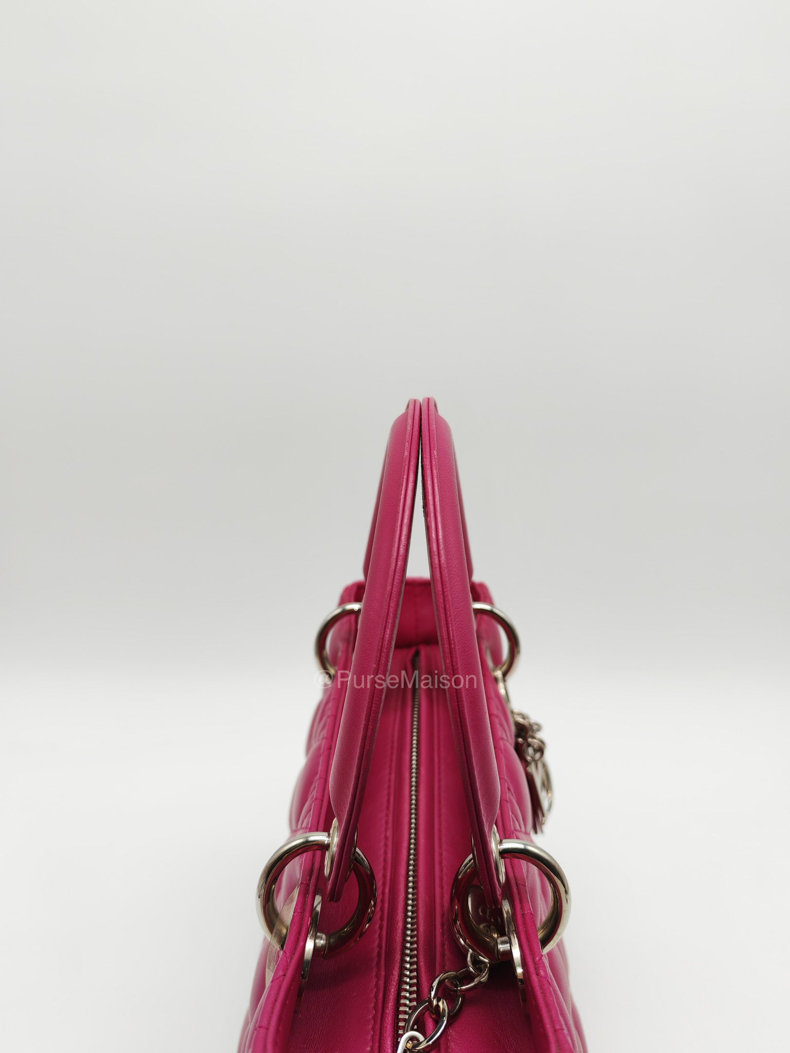 Christian Dior Lady Dior Medium in Dark Magenta Quilted Cannage Lambskin Leather Shoulder Bag | Purse Maison Luxury Bags Shop