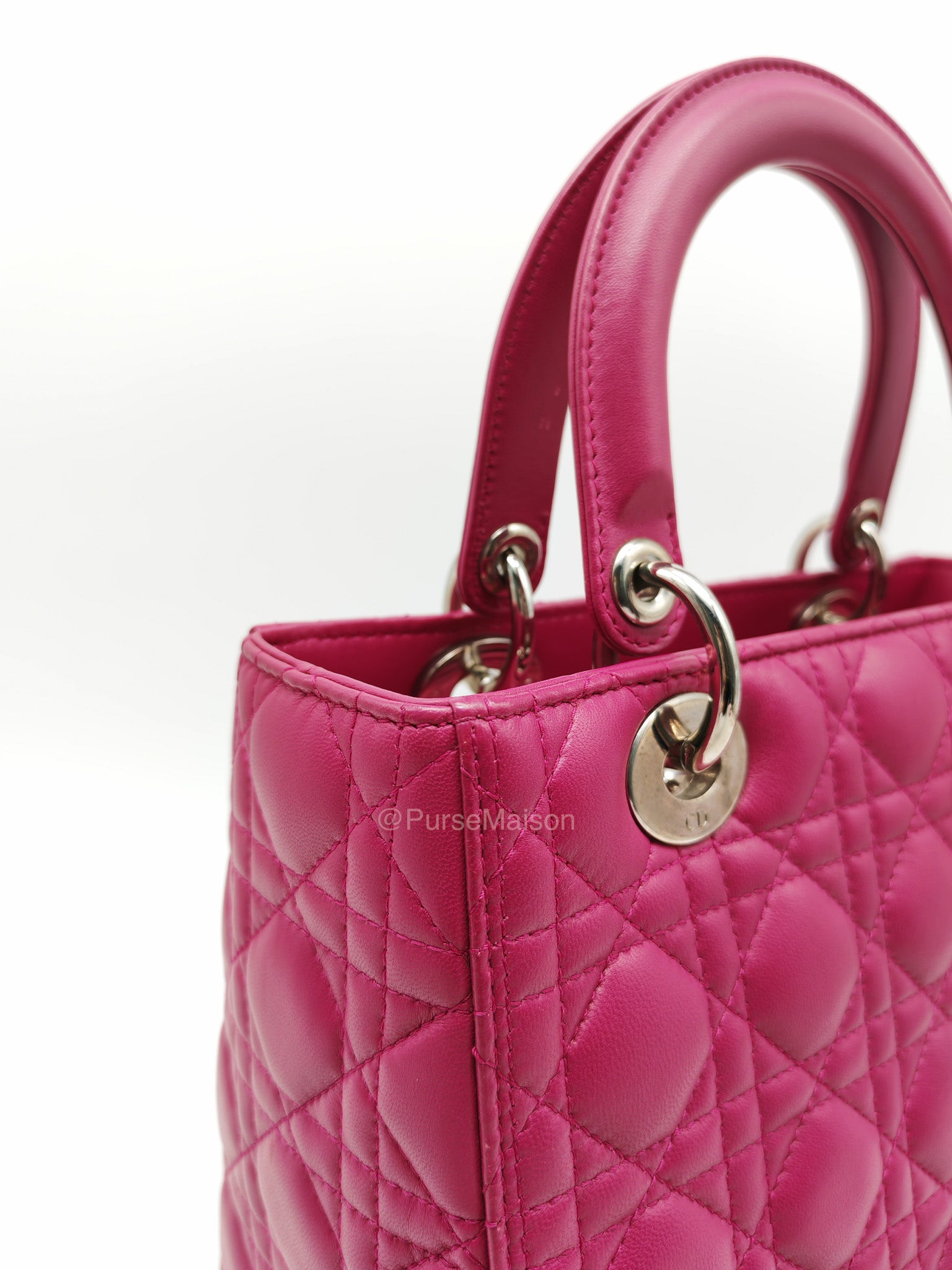 Christian Dior Lady Dior Medium in Dark Magenta Quilted Cannage Lambskin Leather Shoulder Bag | Purse Maison Luxury Bags Shop