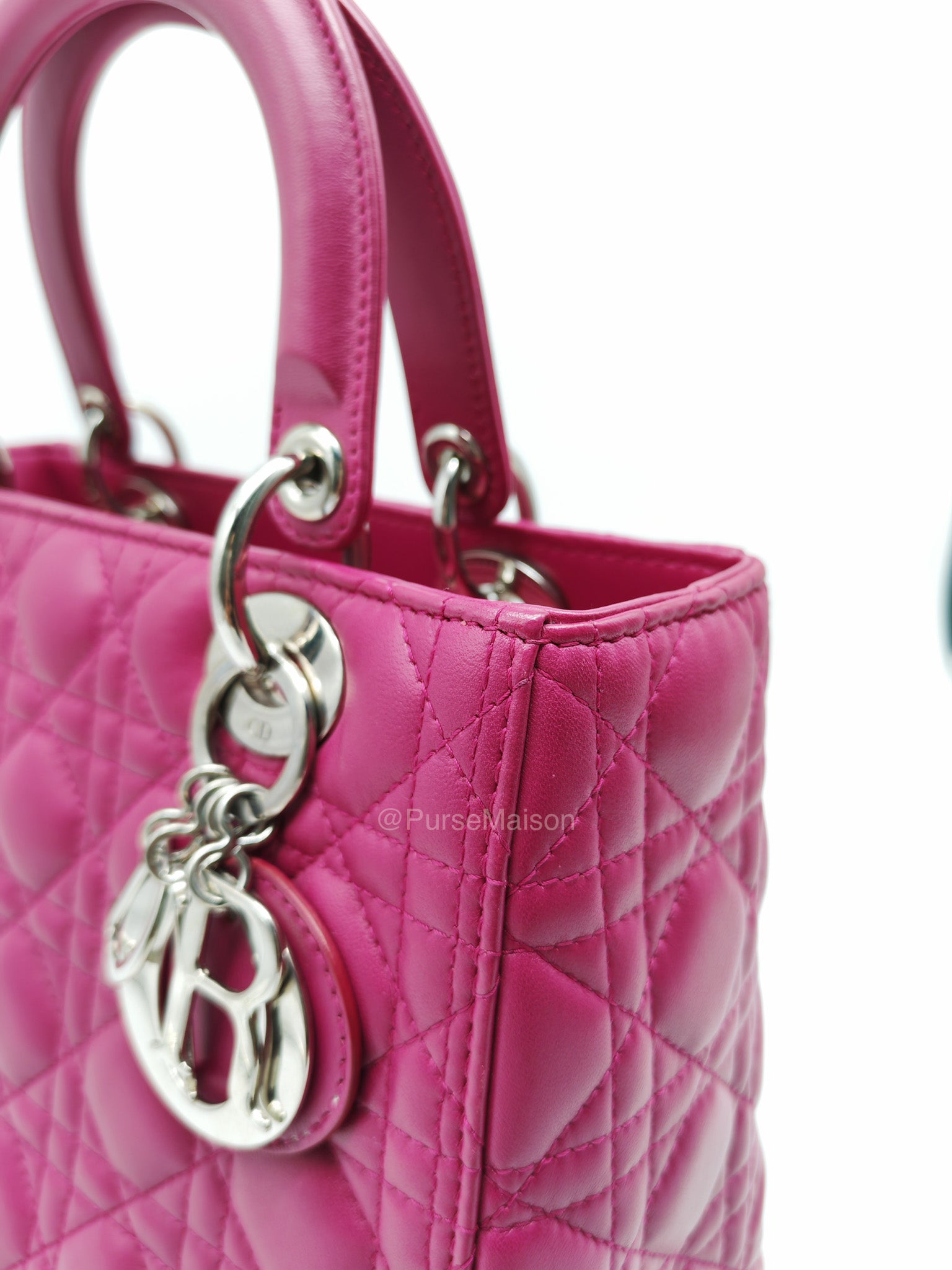 Christian Dior Lady Dior Medium in Dark Magenta Quilted Cannage Lambskin Leather Shoulder Bag | Purse Maison Luxury Bags Shop