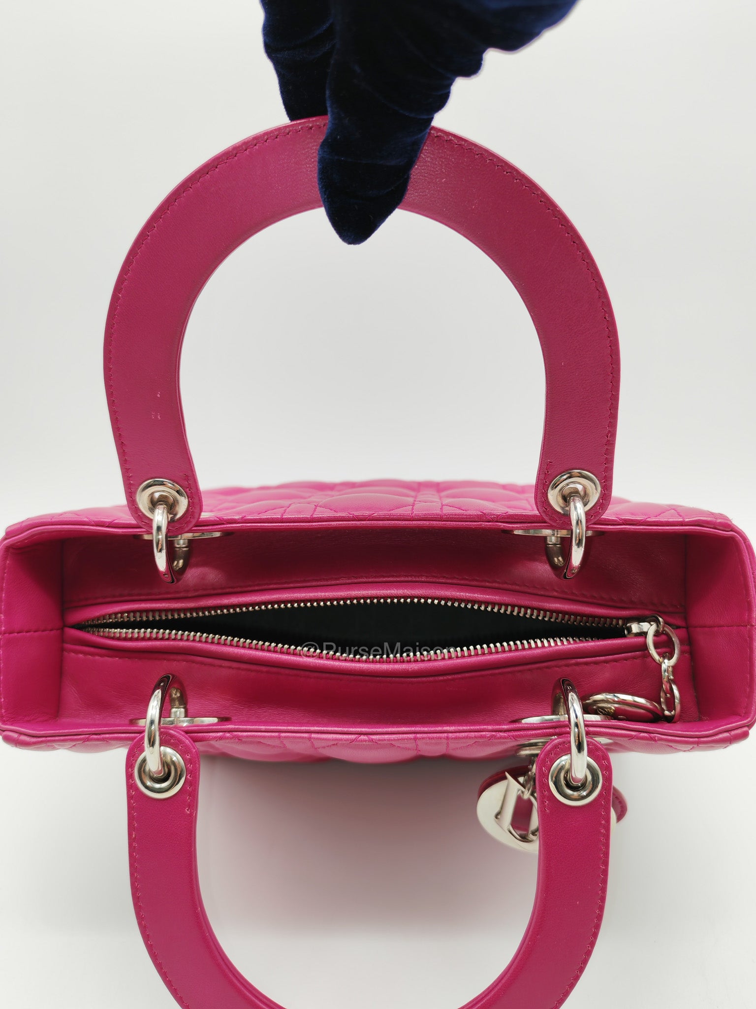 Christian Dior Lady Dior Medium in Dark Magenta Quilted Cannage Lambskin Leather Shoulder Bag | Purse Maison Luxury Bags Shop