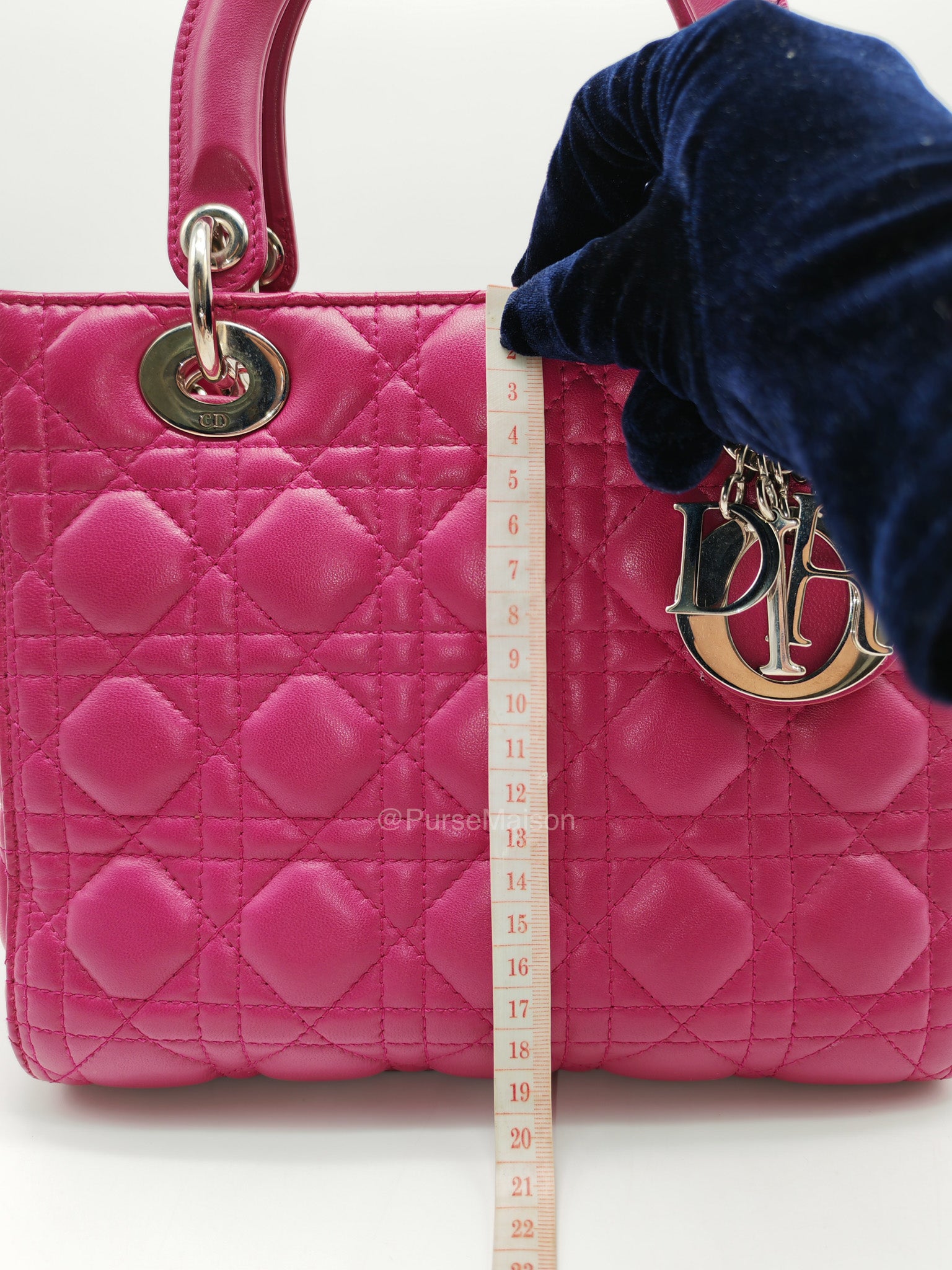 Christian Dior Lady Dior Medium in Dark Magenta Quilted Cannage Lambskin Leather Shoulder Bag | Purse Maison Luxury Bags Shop