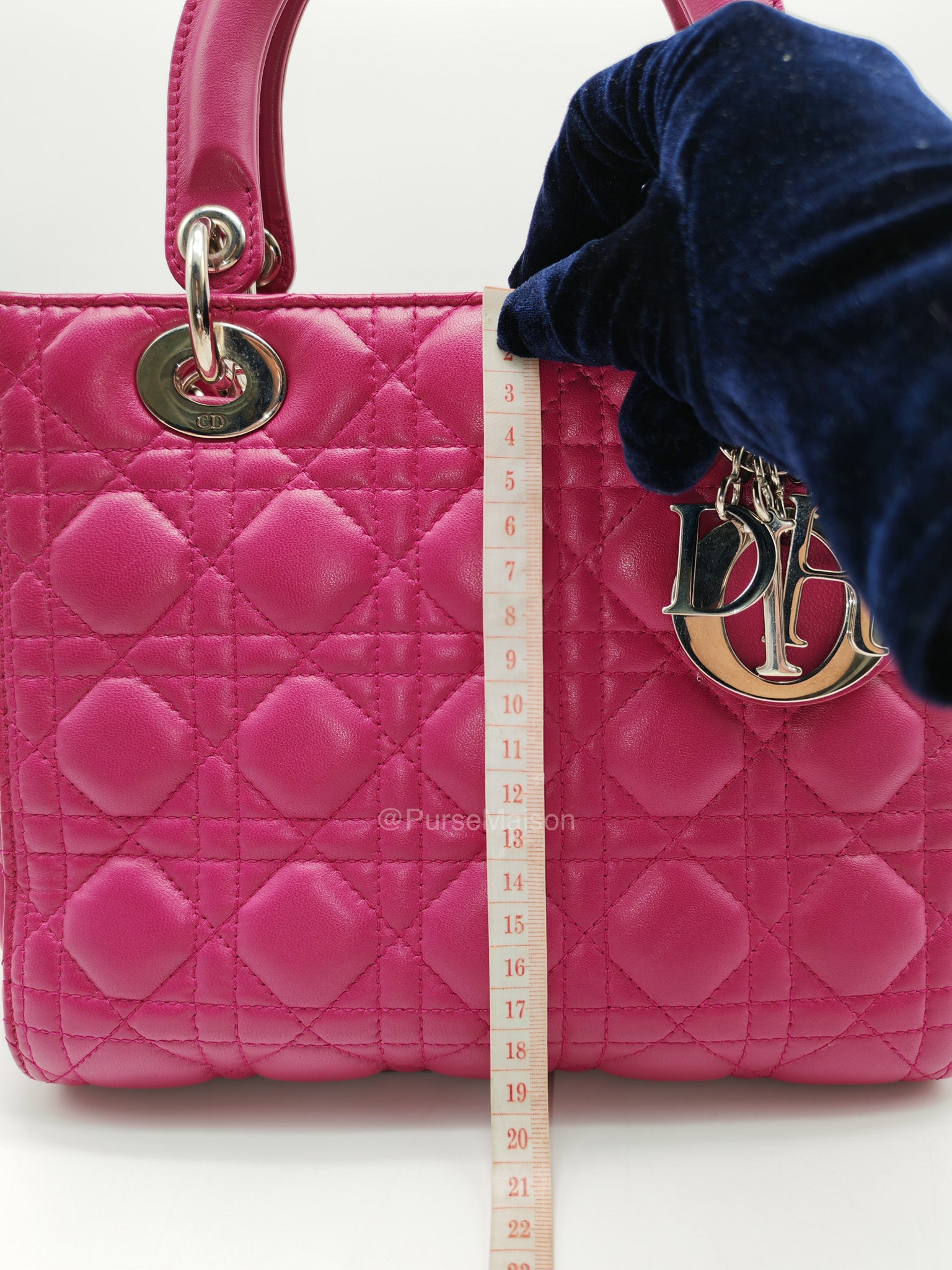 Christian Dior Lady Dior Medium in Dark Magenta Quilted Cannage Lambskin Leather Shoulder Bag | Purse Maison Luxury Bags Shop
