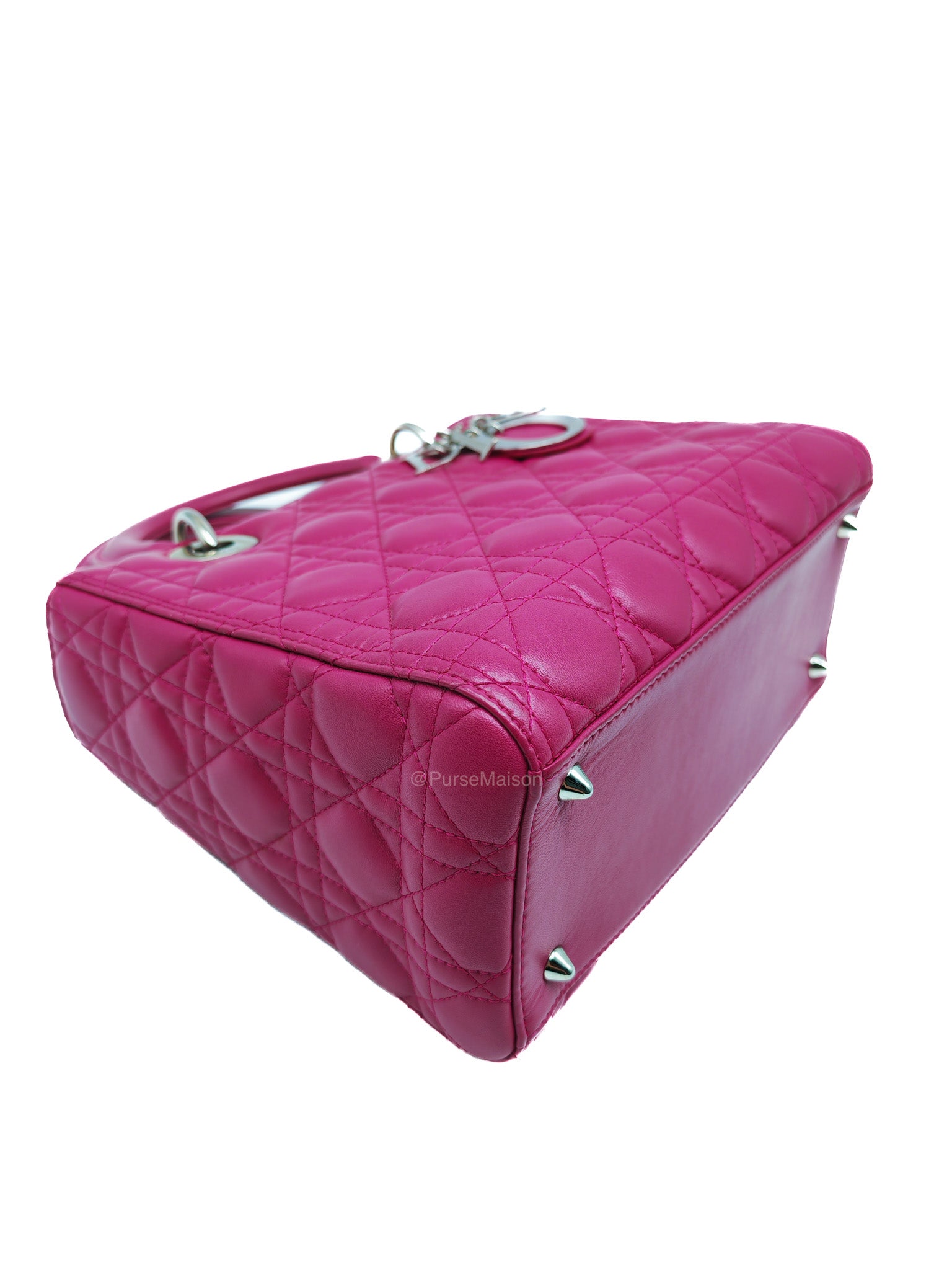 Christian Dior Lady Dior Medium in Dark Magenta Quilted Cannage Lambskin Leather Shoulder Bag | Purse Maison Luxury Bags Shop