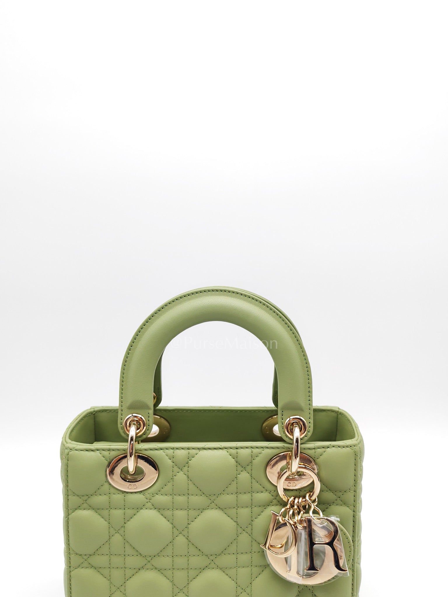 Lady Dior My ABCDior Bag Small in Sage Green Quilted Cannage Lambskin Leather and Light Gold Hardware | Purse Maison Luxury Bags Shop
