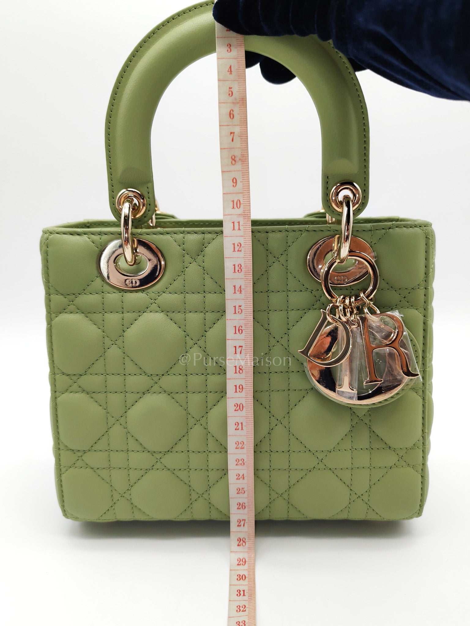 Lady Dior My ABCDior Bag Small in Sage Green Quilted Cannage Lambskin Leather and Light Gold Hardware | Purse Maison Luxury Bags Shop