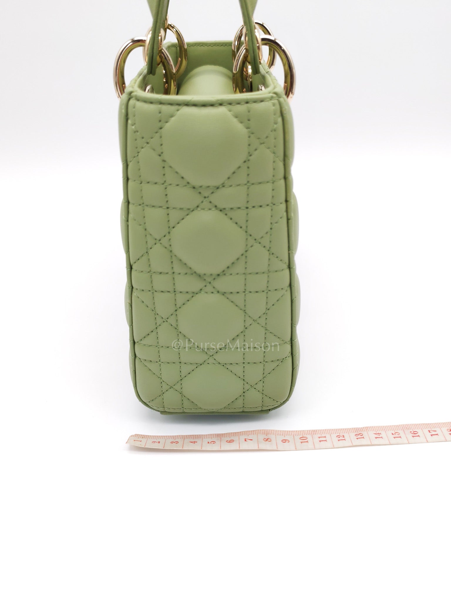 Lady Dior My ABCDior Bag Small in Sage Green Quilted Cannage Lambskin Leather and Light Gold Hardware | Purse Maison Luxury Bags Shop