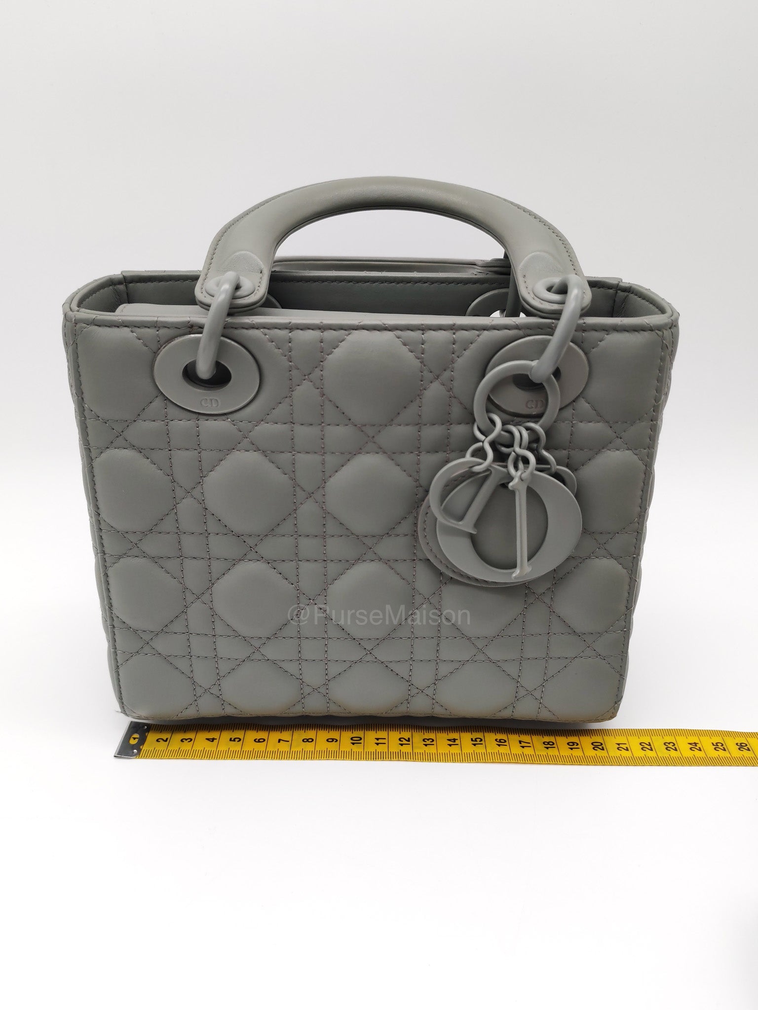 Christian Dior Lady Dior My ABCDior Small in Gray Ultra Matte Cannage Lambskin Leather | Purse Maison Luxury Bags Shop