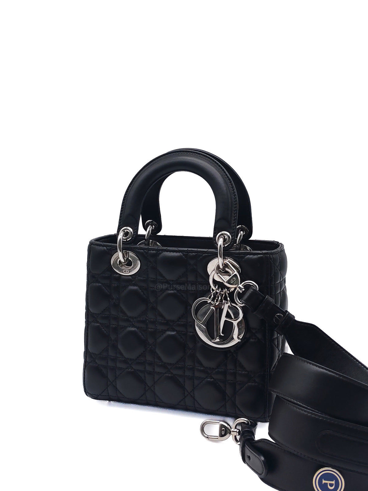 Christian Dior Lady Dior MyABCDior Small in Black Quilted Cannage Lambskin Leather and SIlver Hardware | Purse Maison Luxury Bags Shop