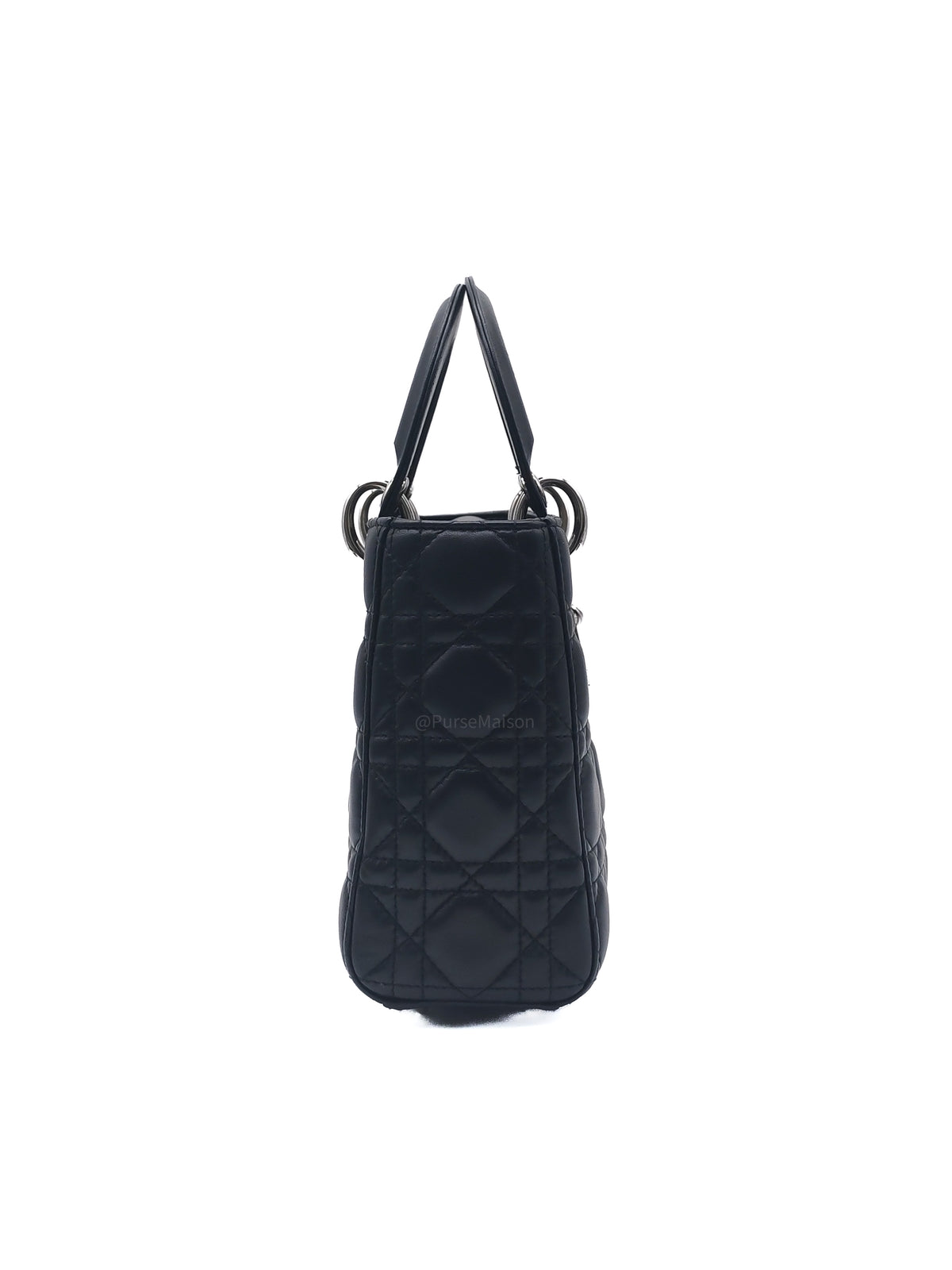 Christian Dior Lady Dior MyABCDior Small in Black Quilted Cannage Lambskin Leather & Silver Hardware | Purse Maison Luxury Bags Shop