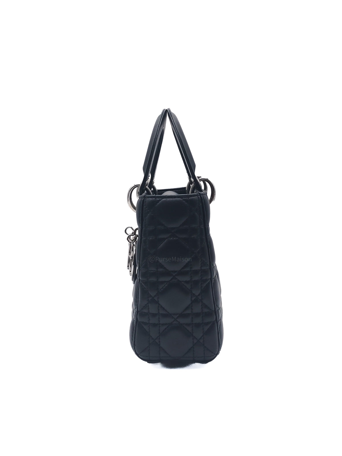 Christian Dior Lady Dior MyABCDior Small in Black Quilted Cannage Lambskin Leather & Silver Hardware | Purse Maison Luxury Bags Shop