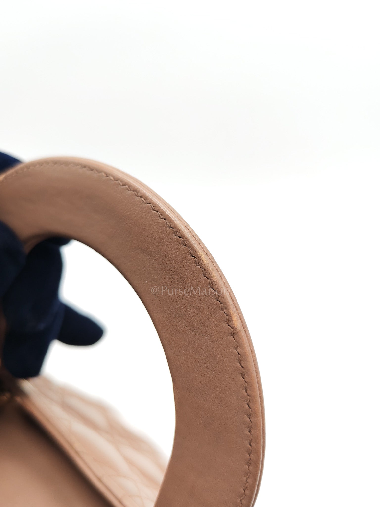 Christian Dior Lady Dior MyABCDior Small in Powder Beige Cannage Lambskin Leather and Light Gold Hardware | Purse Maison Luxury Bags Shop