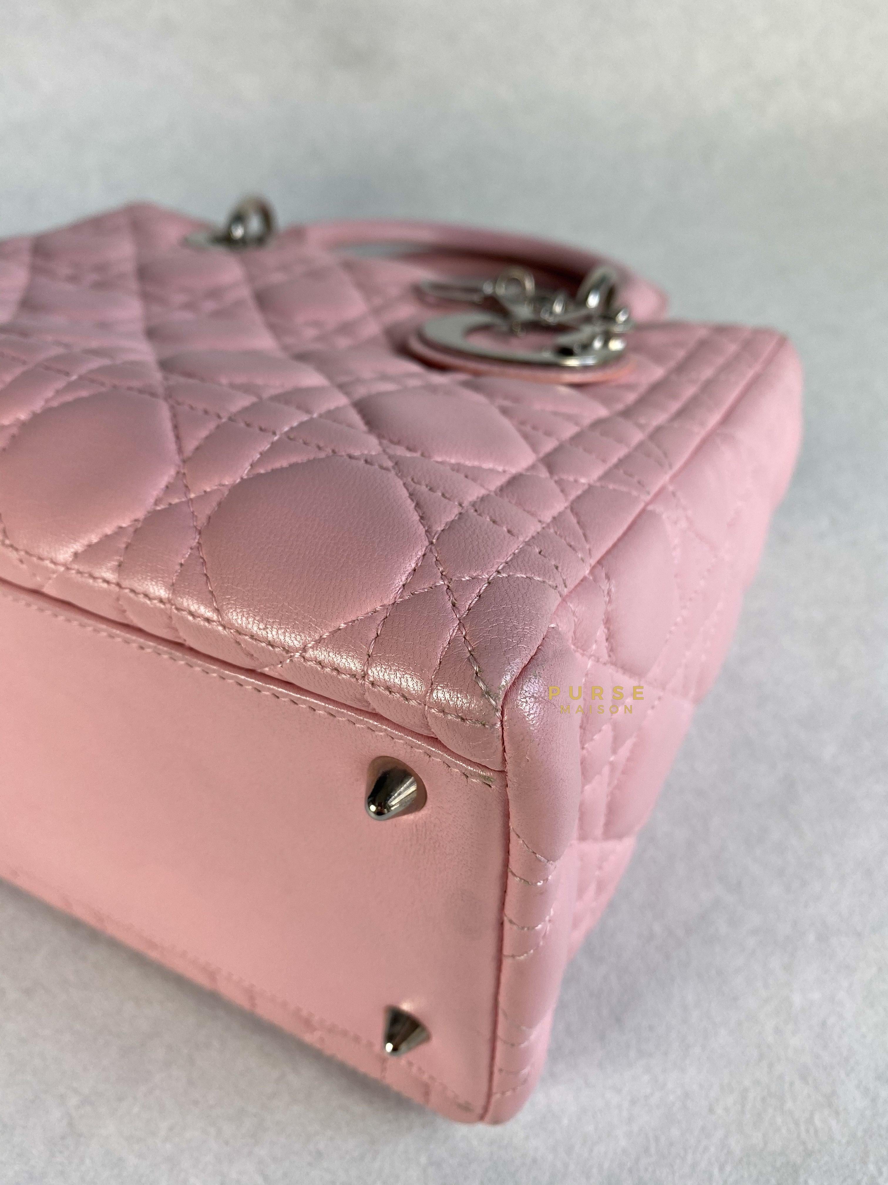 Christian Dior Lady Dior Pink Medium Silver Hardware Lambskin | Purse Maison Luxury Bags Shop