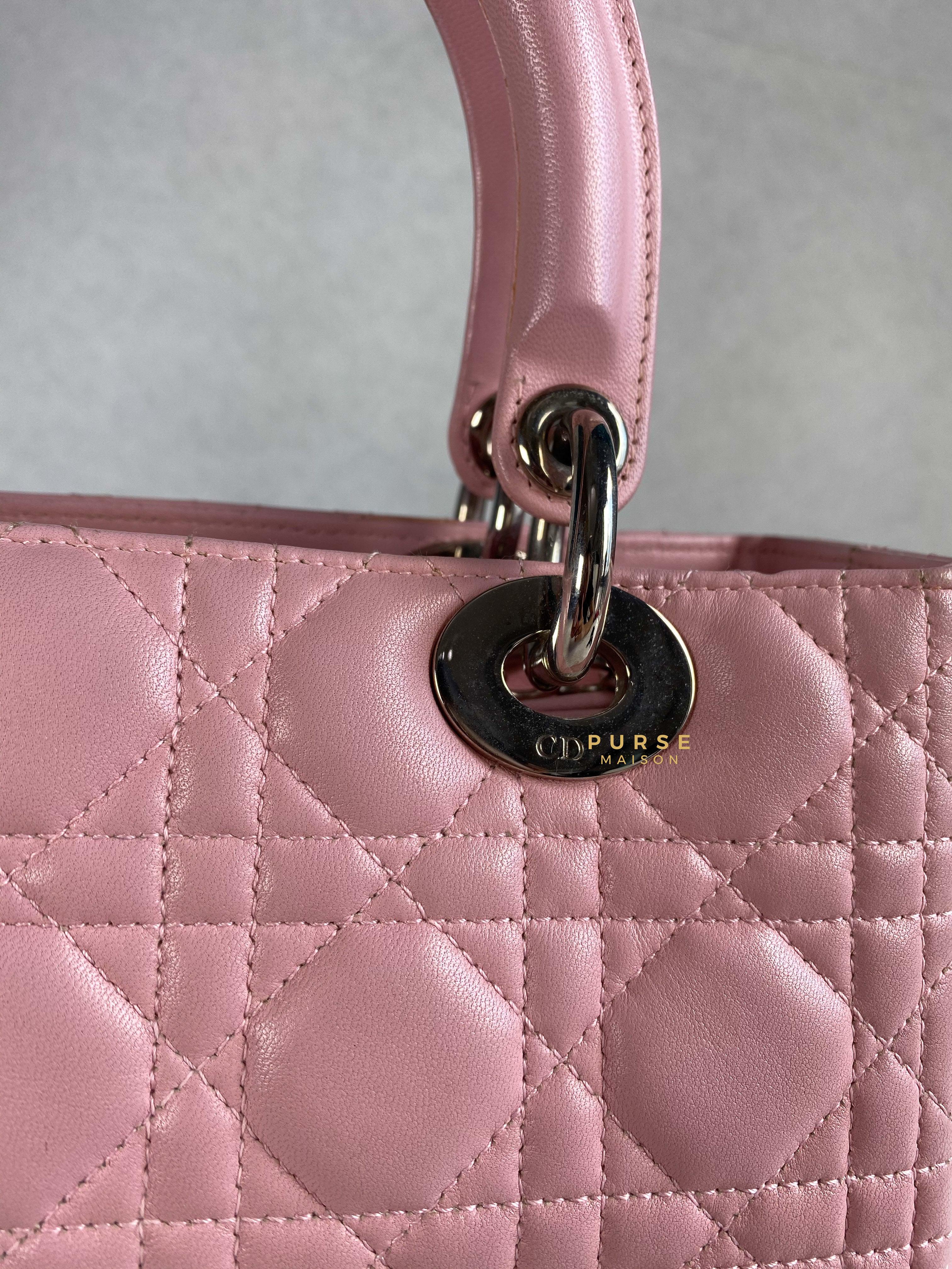 Christian Dior Lady Dior Pink Medium Silver Hardware Lambskin | Purse Maison Luxury Bags Shop