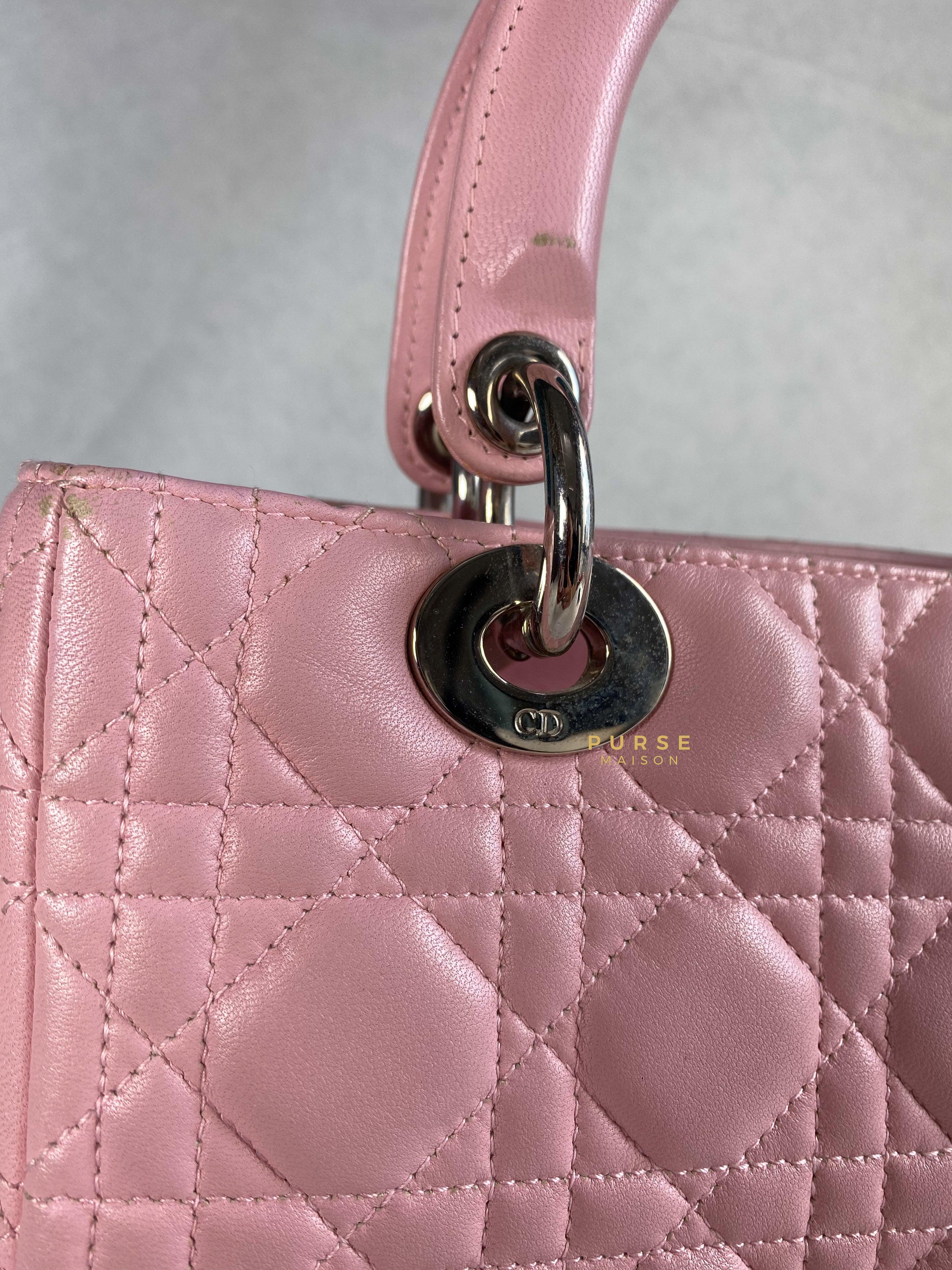 Christian Dior Lady Dior Pink Medium Silver Hardware Lambskin | Purse Maison Luxury Bags Shop