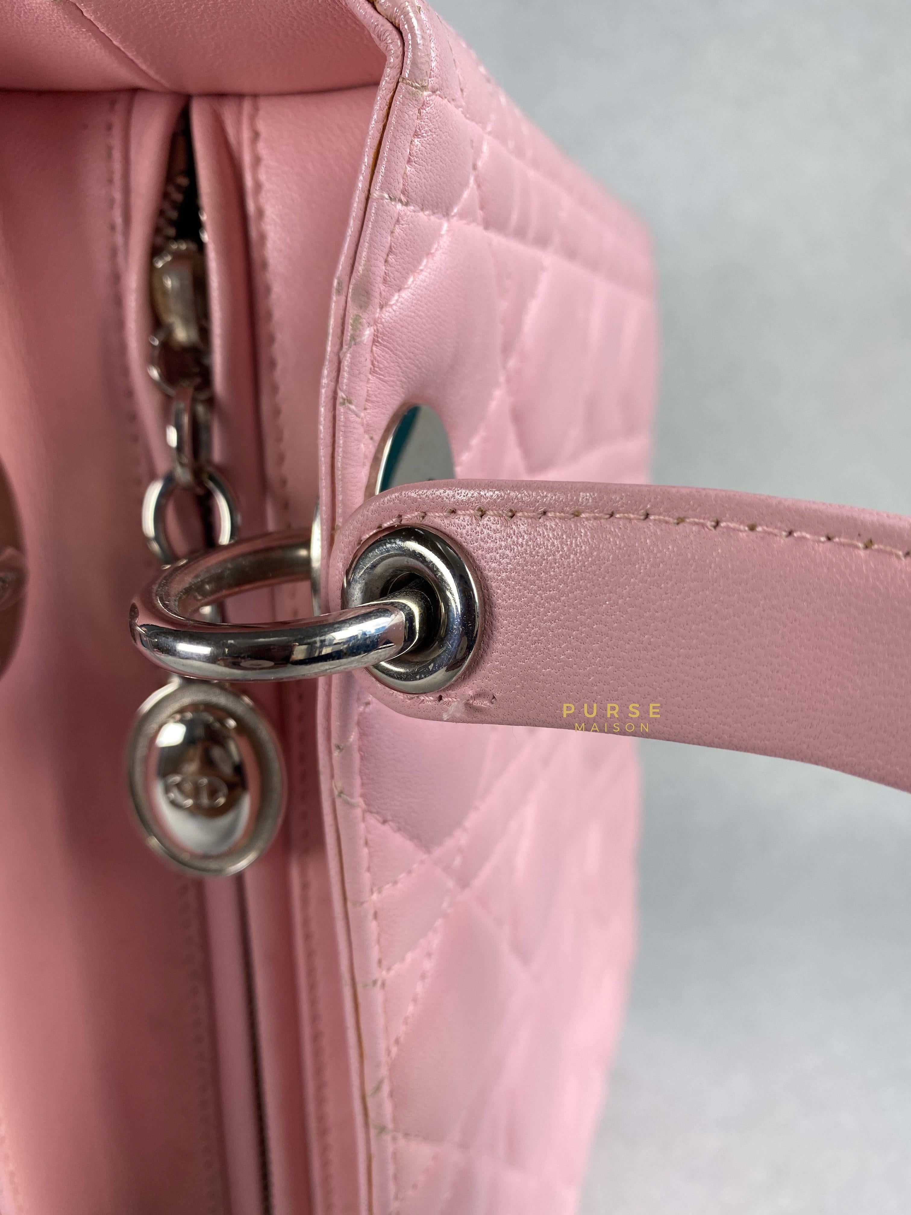 Christian Dior Lady Dior Pink Medium Silver Hardware Lambskin | Purse Maison Luxury Bags Shop