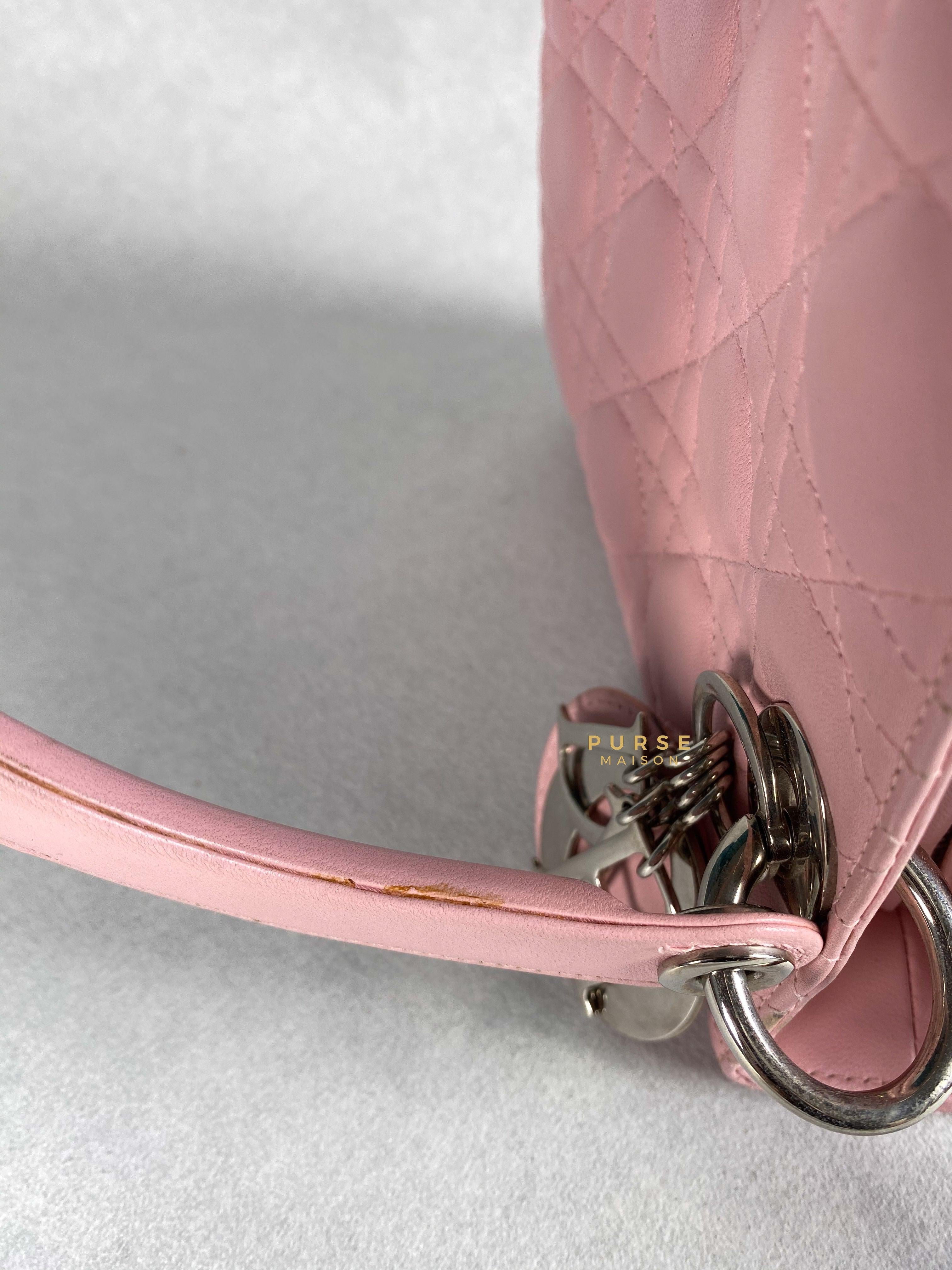 Christian Dior Lady Dior Pink Medium Silver Hardware Lambskin | Purse Maison Luxury Bags Shop