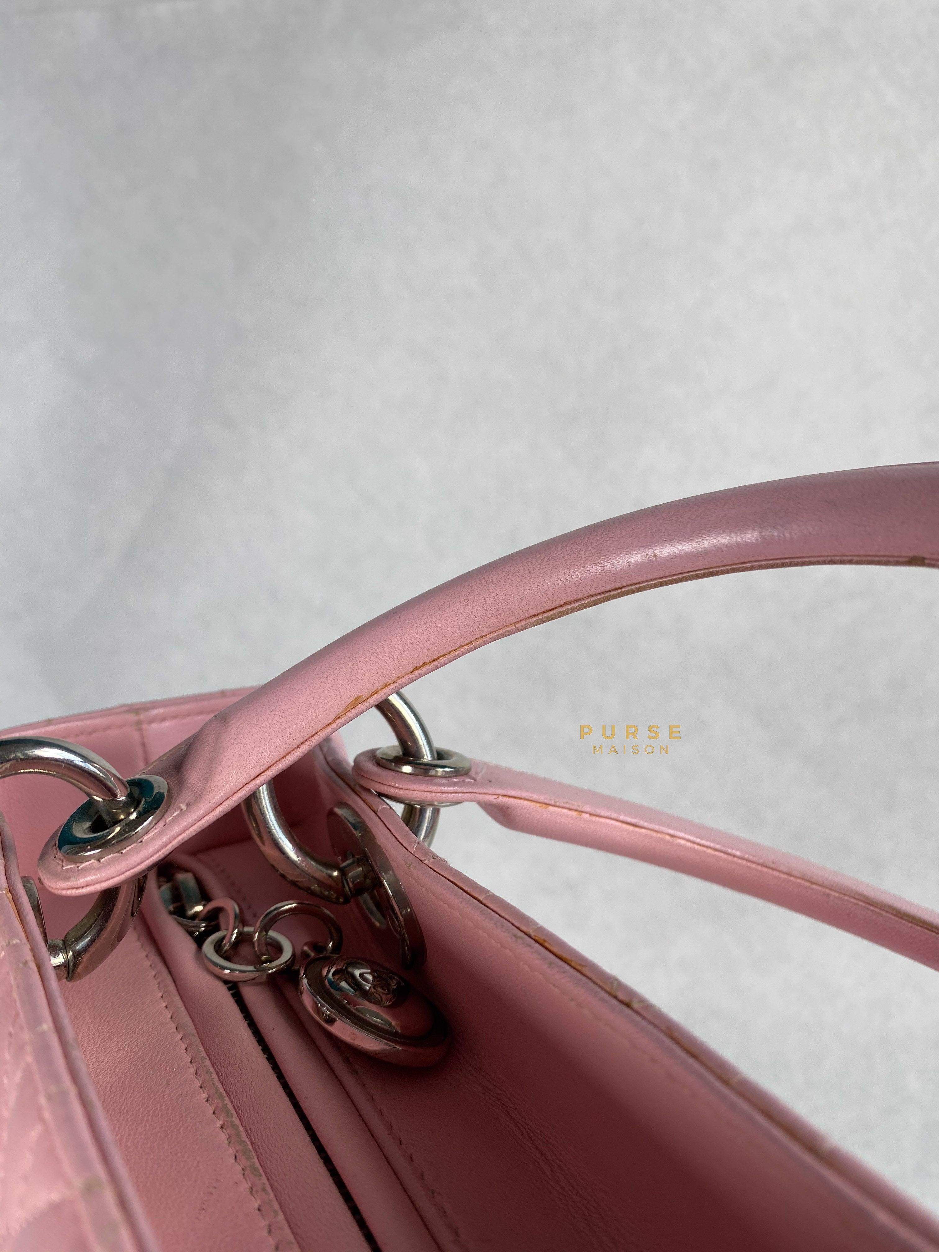 Christian Dior Lady Dior Pink Medium Silver Hardware Lambskin | Purse Maison Luxury Bags Shop