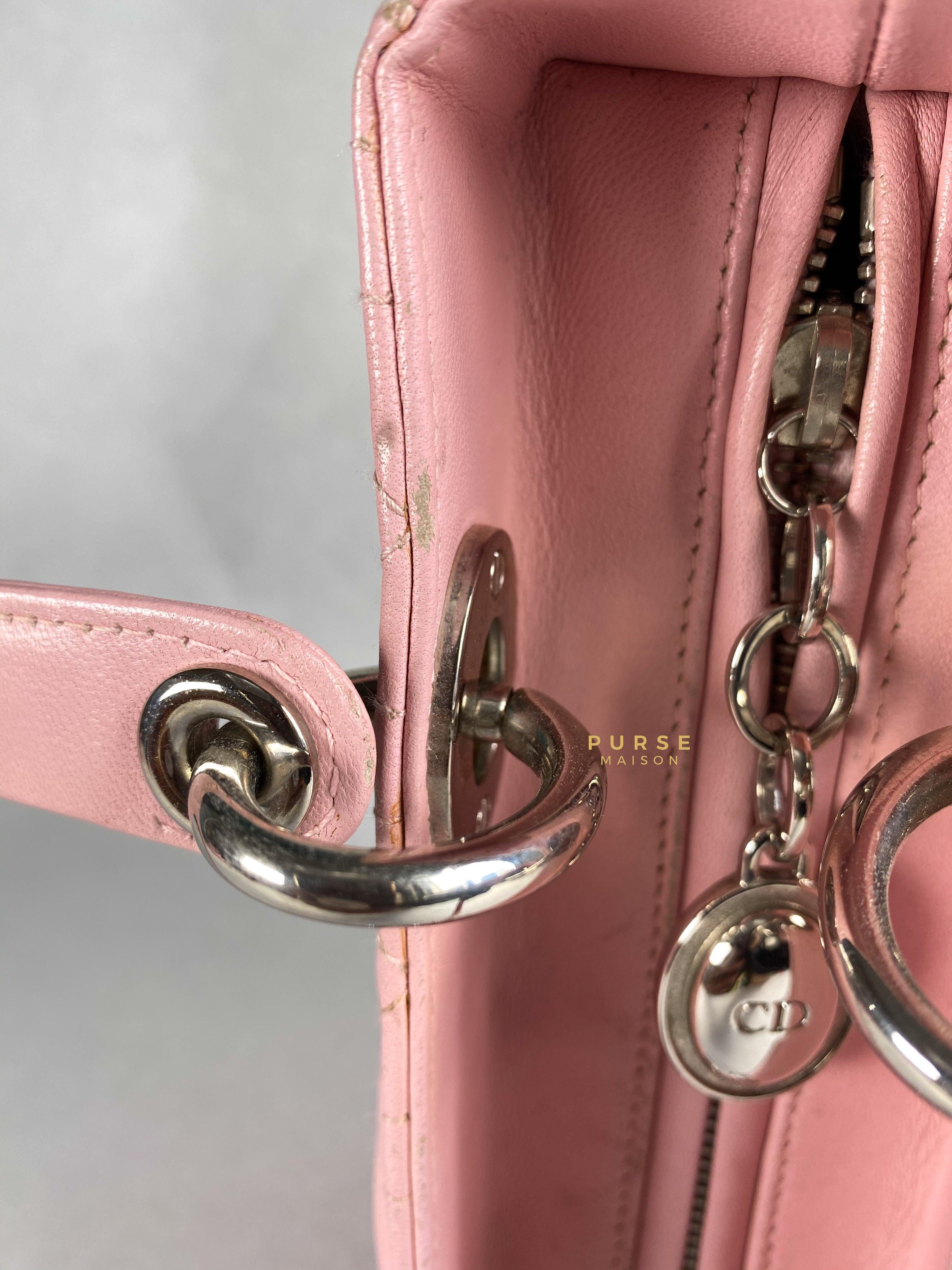 Christian Dior Lady Dior Pink Medium Silver Hardware Lambskin | Purse Maison Luxury Bags Shop