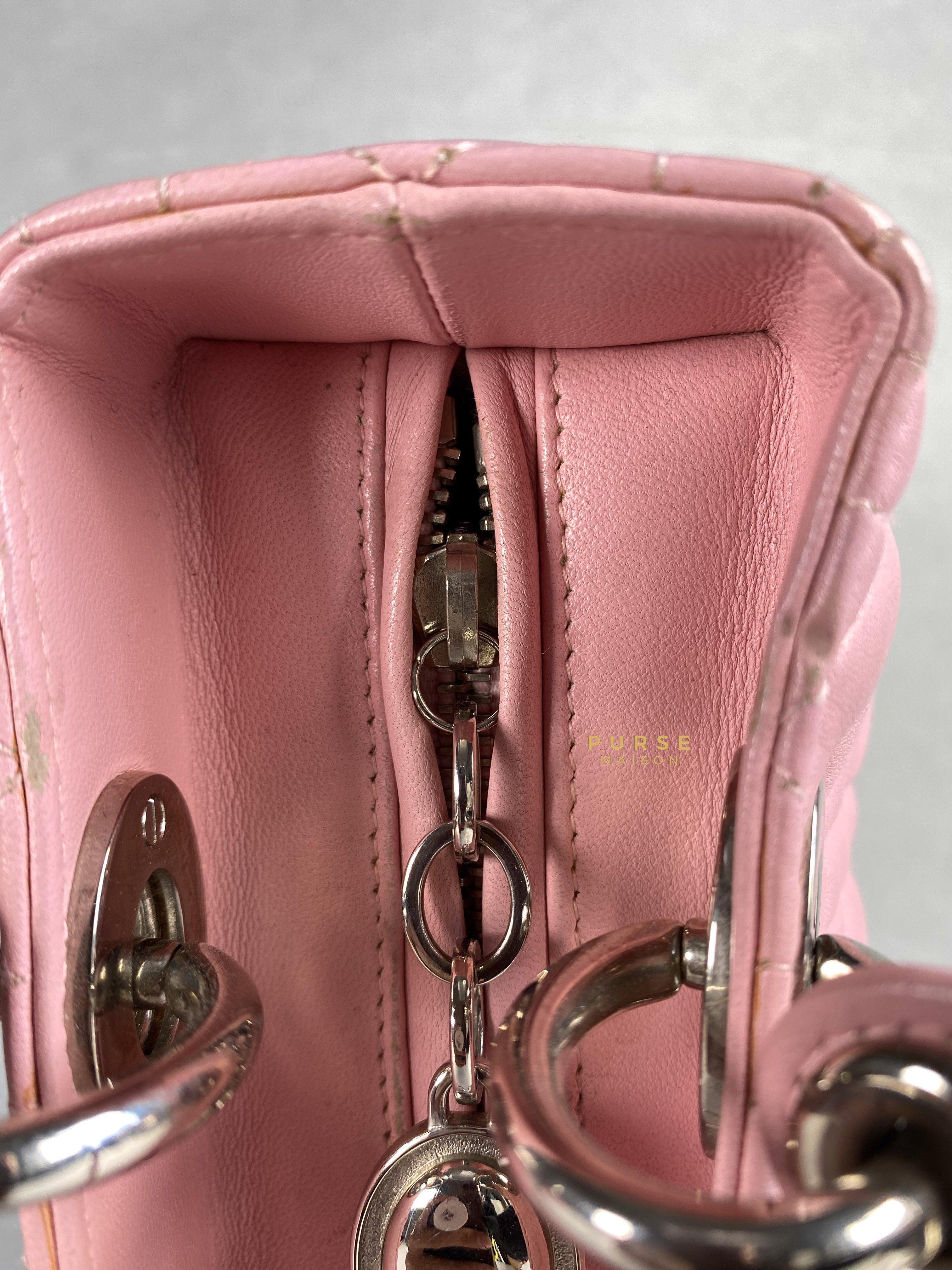 Christian Dior Lady Dior Pink Medium Silver Hardware Lambskin | Purse Maison Luxury Bags Shop