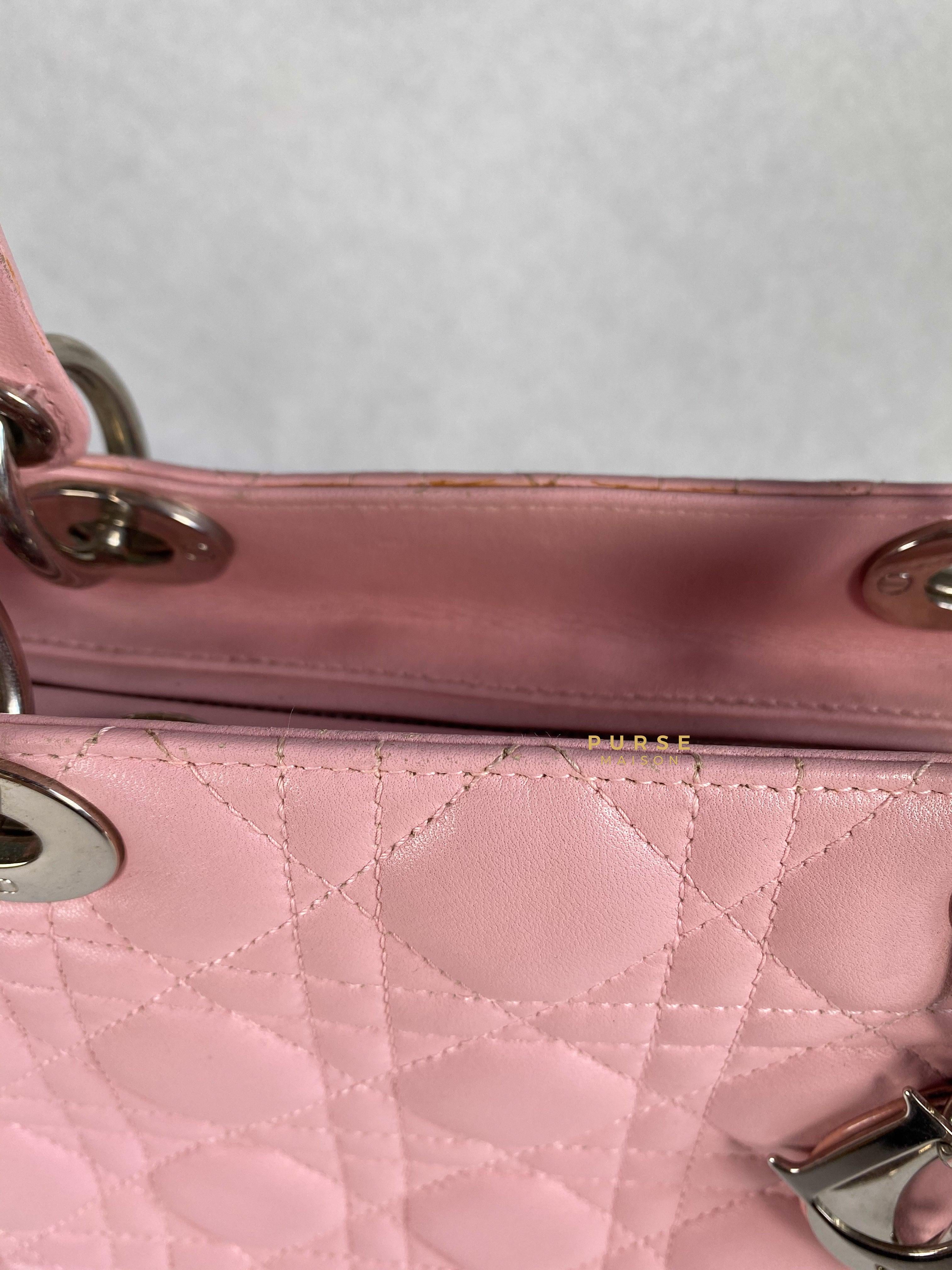 Christian Dior Lady Dior Pink Medium Silver Hardware Lambskin | Purse Maison Luxury Bags Shop