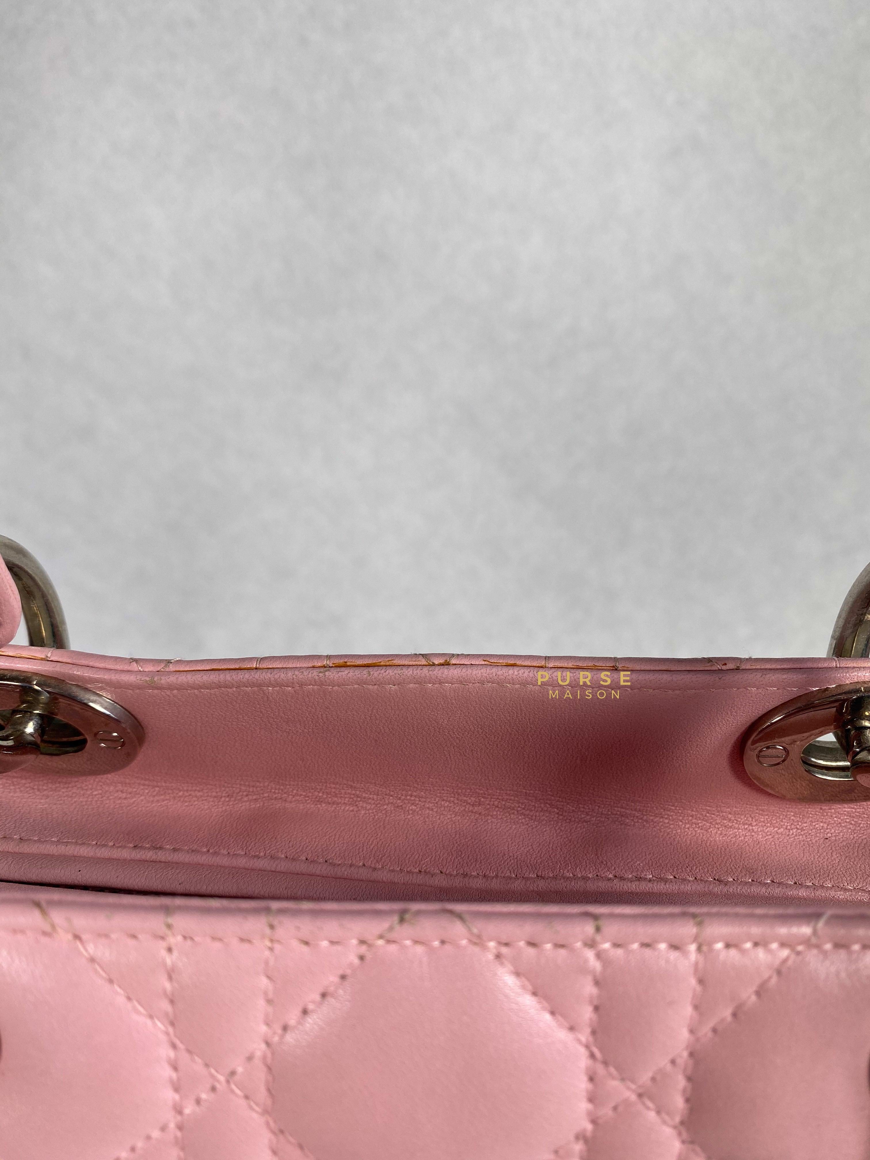 Christian Dior Lady Dior Pink Medium Silver Hardware Lambskin | Purse Maison Luxury Bags Shop