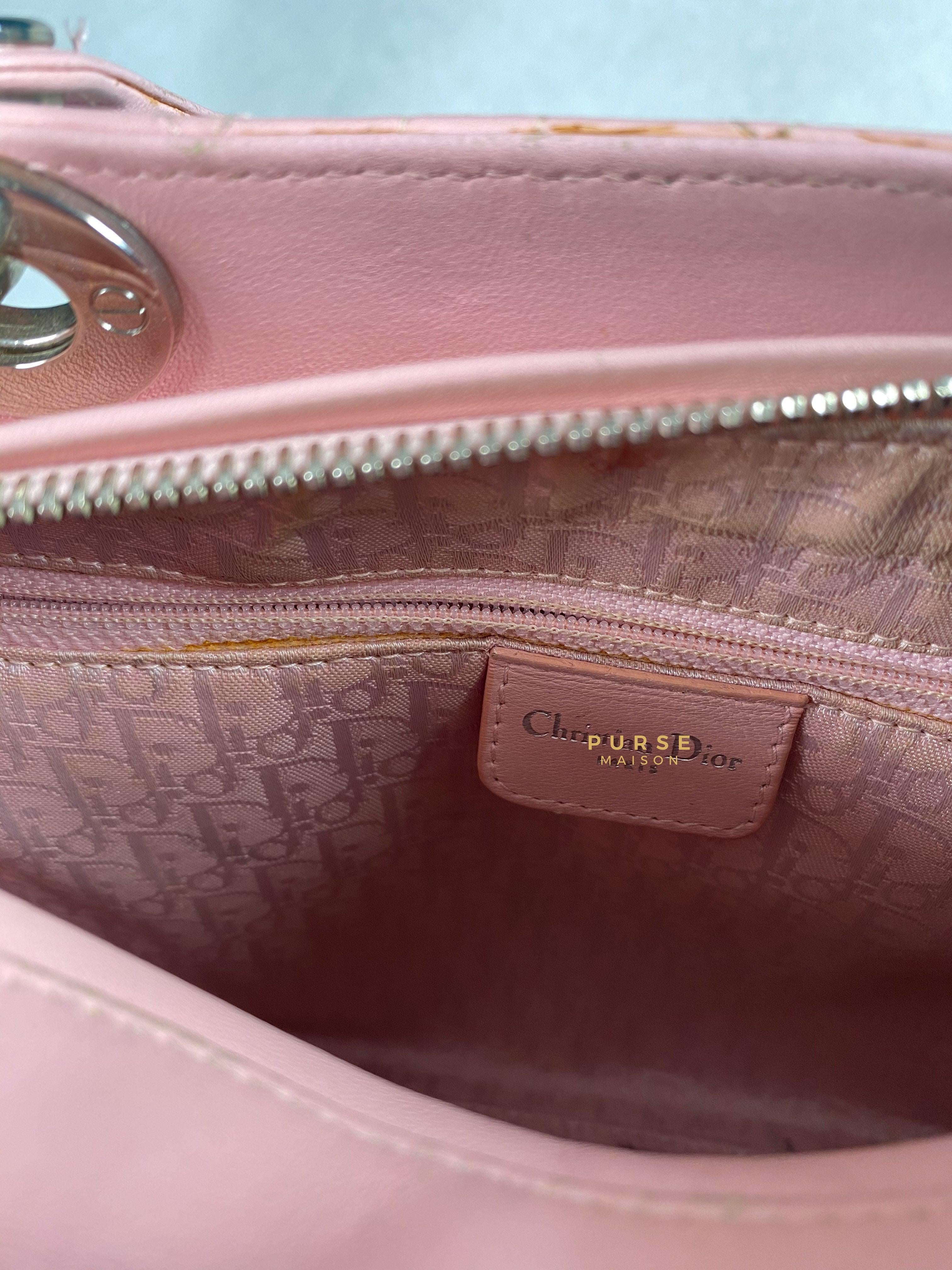 Christian Dior Lady Dior Pink Medium Silver Hardware Lambskin | Purse Maison Luxury Bags Shop