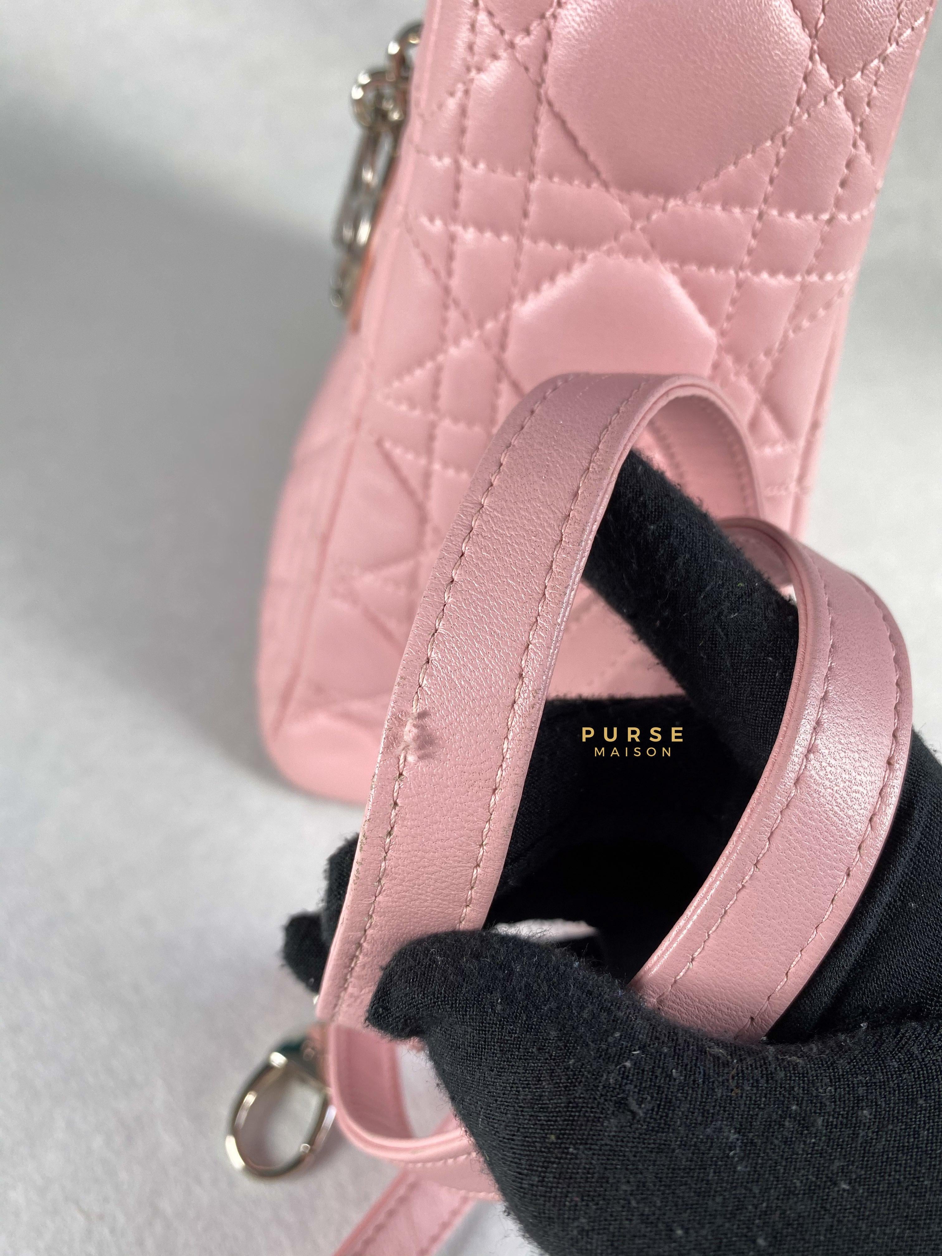 Christian Dior Lady Dior Pink Medium Silver Hardware Lambskin | Purse Maison Luxury Bags Shop