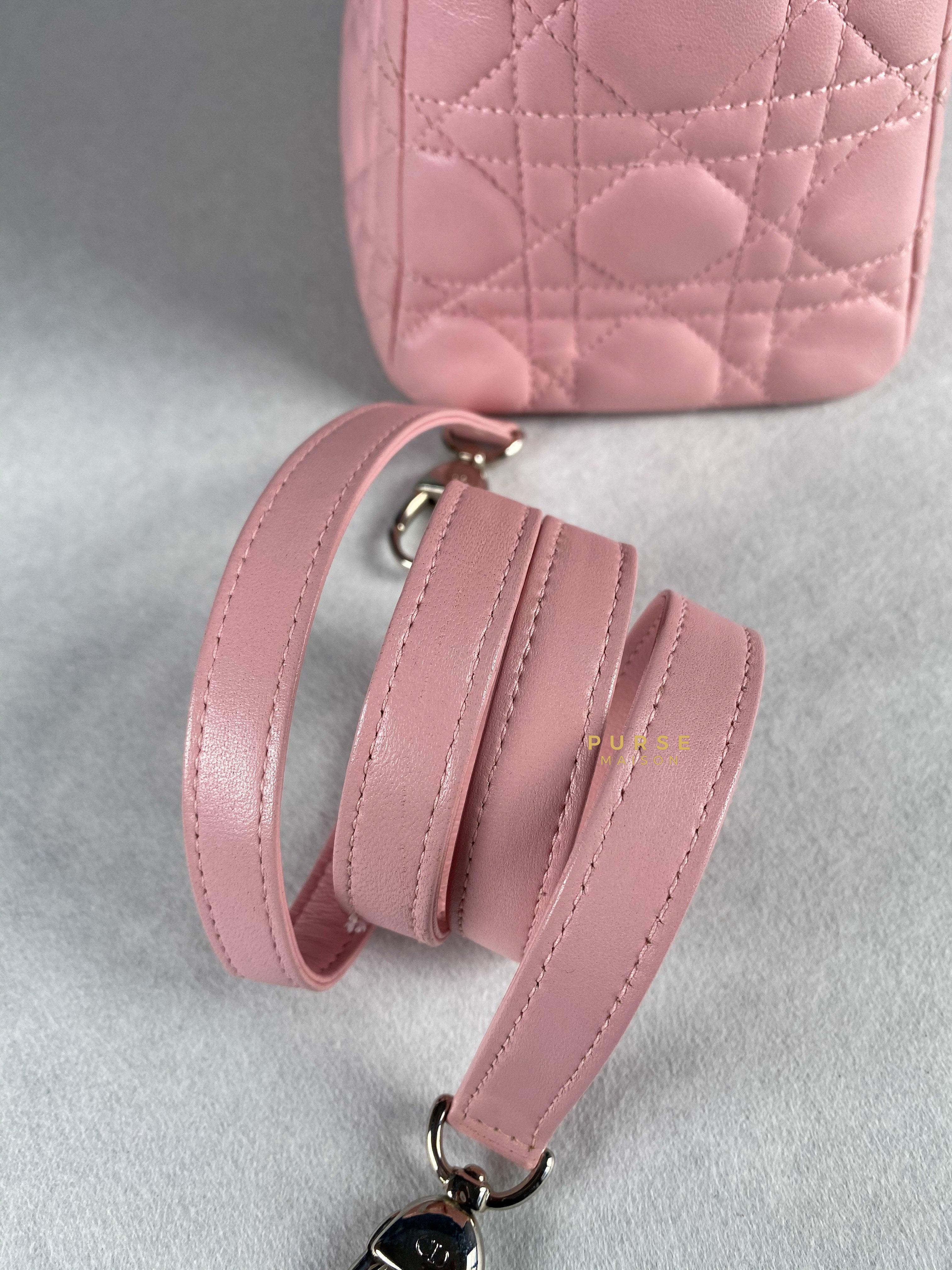 Christian Dior Lady Dior Pink Medium Silver Hardware Lambskin | Purse Maison Luxury Bags Shop