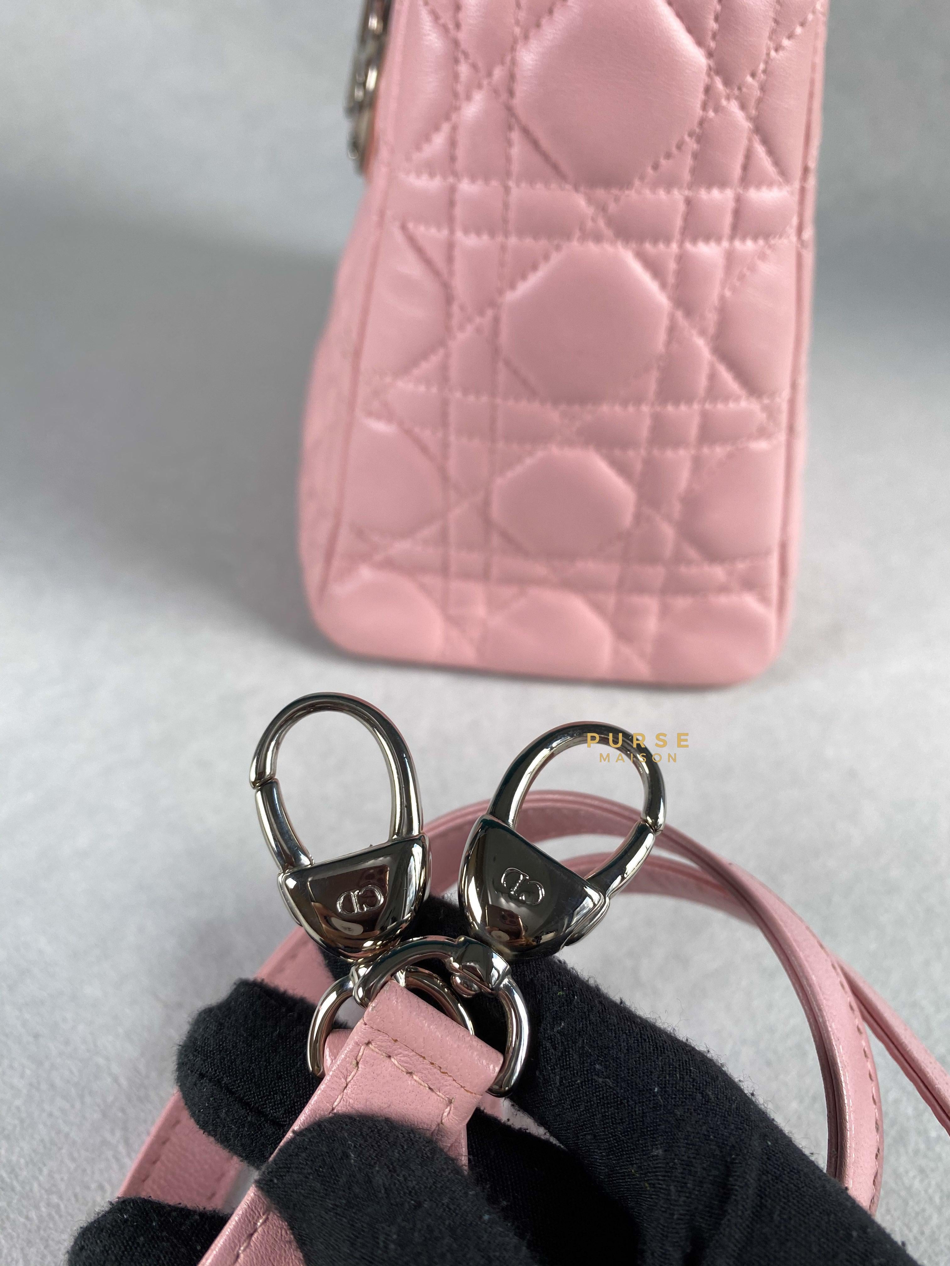 Christian Dior Lady Dior Pink Medium Silver Hardware Lambskin | Purse Maison Luxury Bags Shop