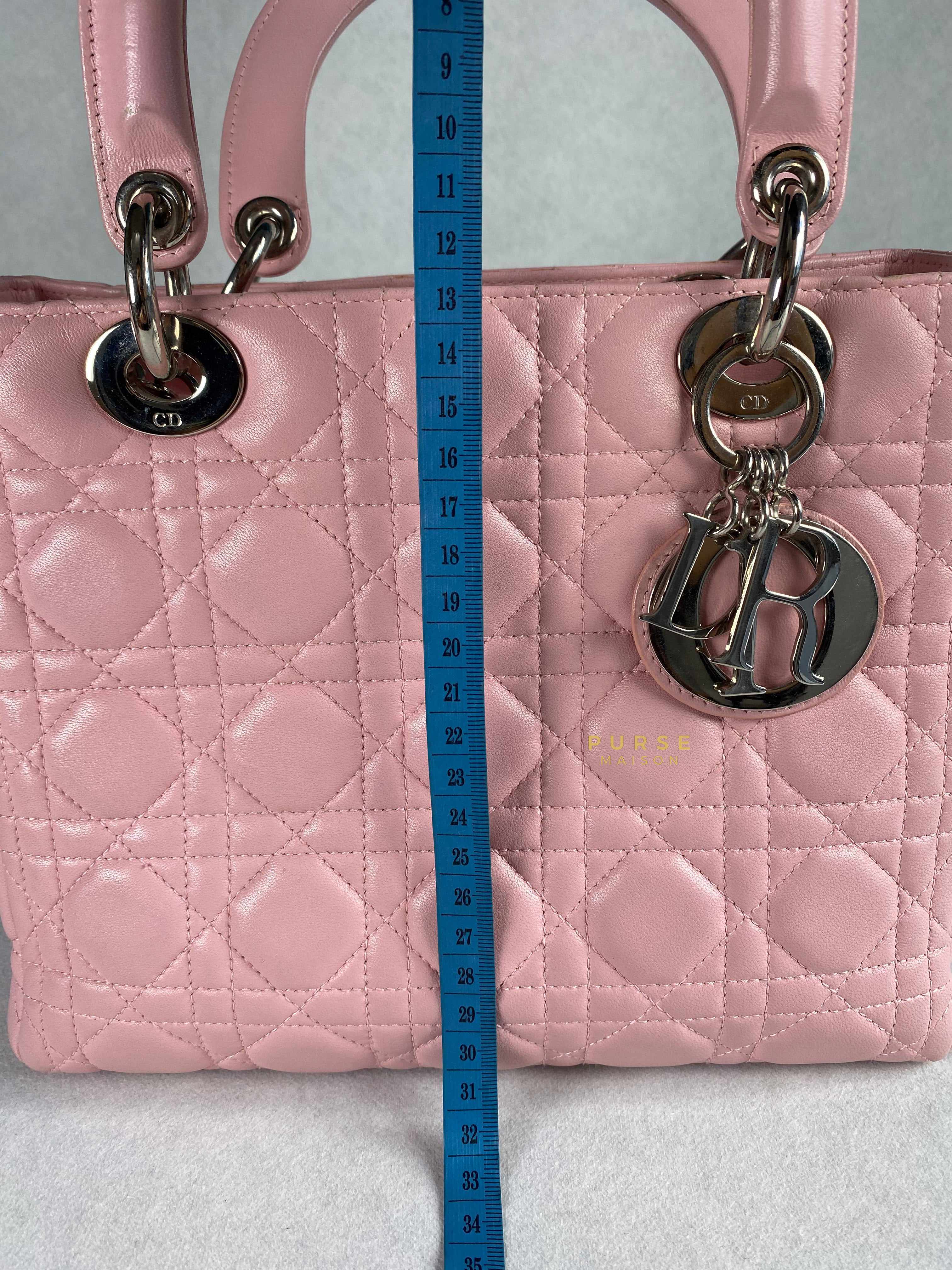 Christian Dior Lady Dior Pink Medium Silver Hardware Lambskin | Purse Maison Luxury Bags Shop