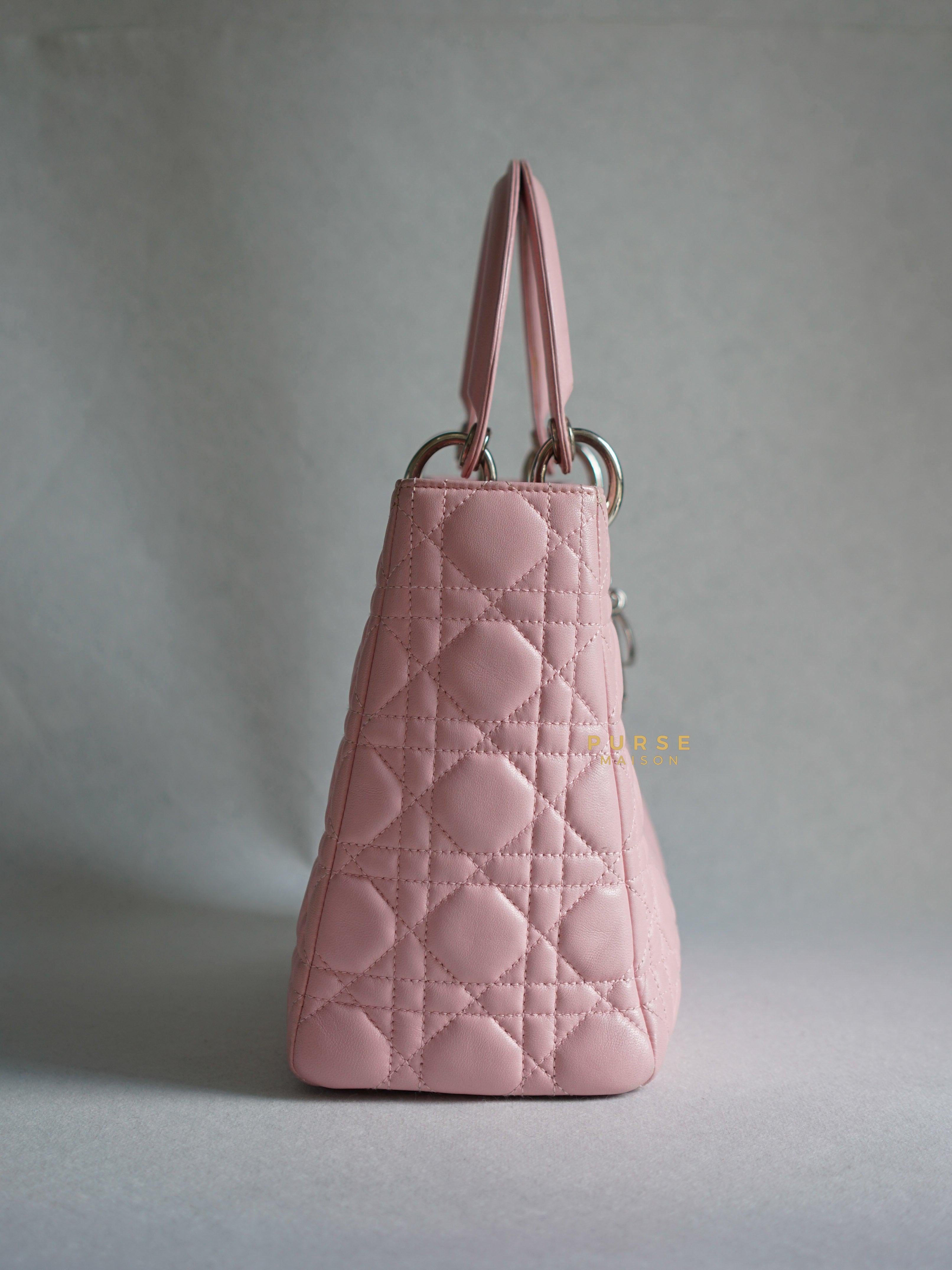 Christian Dior Lady Dior Pink Medium Silver Hardware Lambskin | Purse Maison Luxury Bags Shop