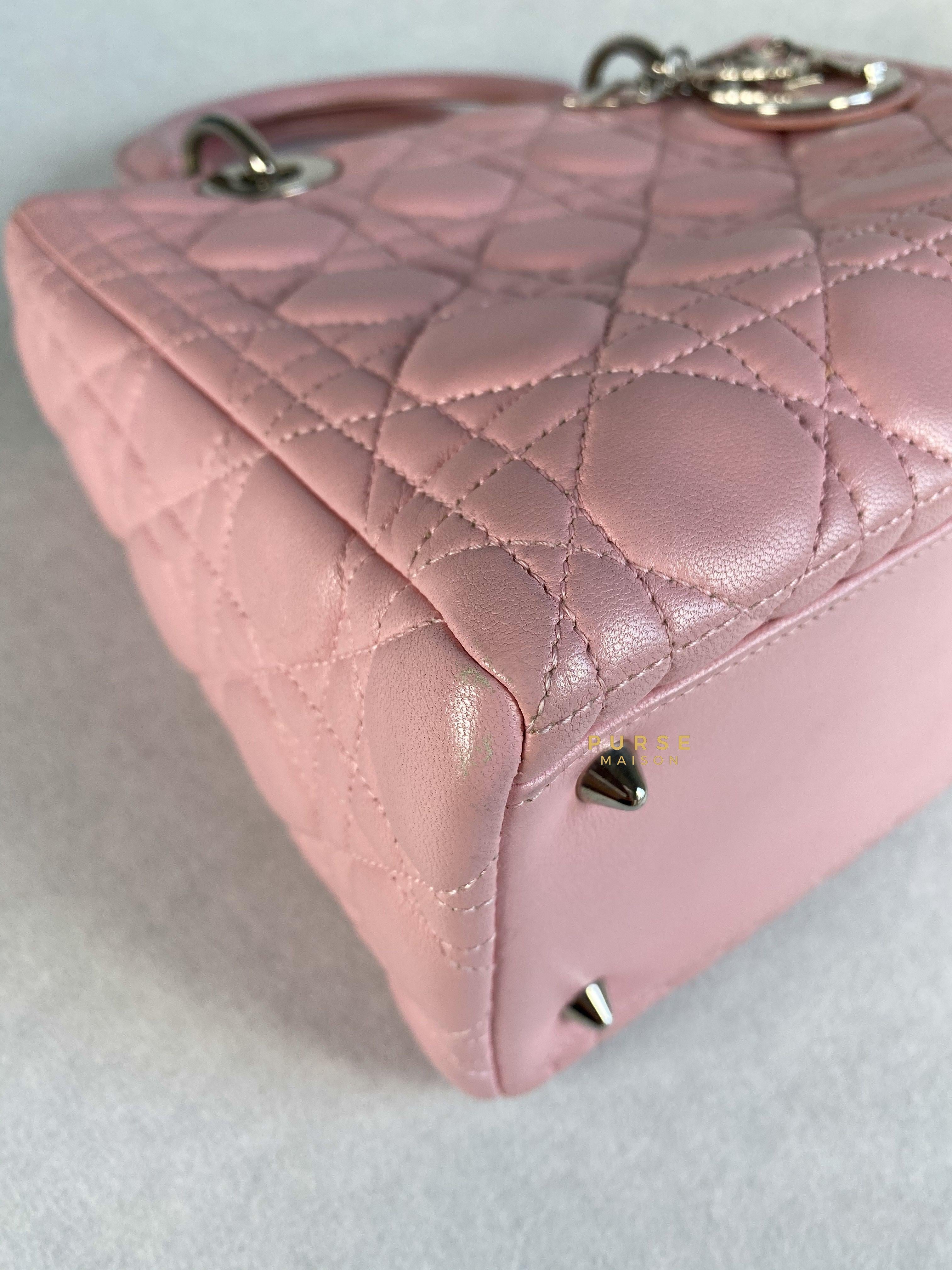 Christian Dior Lady Dior Pink Medium Silver Hardware Lambskin | Purse Maison Luxury Bags Shop