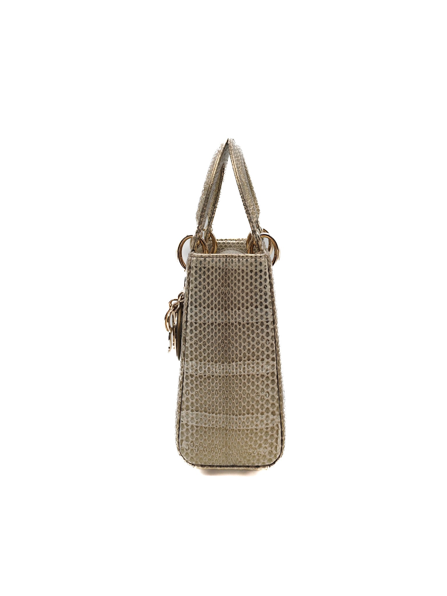 Lady Dior Python Small in Metallic Gold Snakeskin Leather Handbag Light Gold Hardware | Purse Maison Luxury Bags Shop