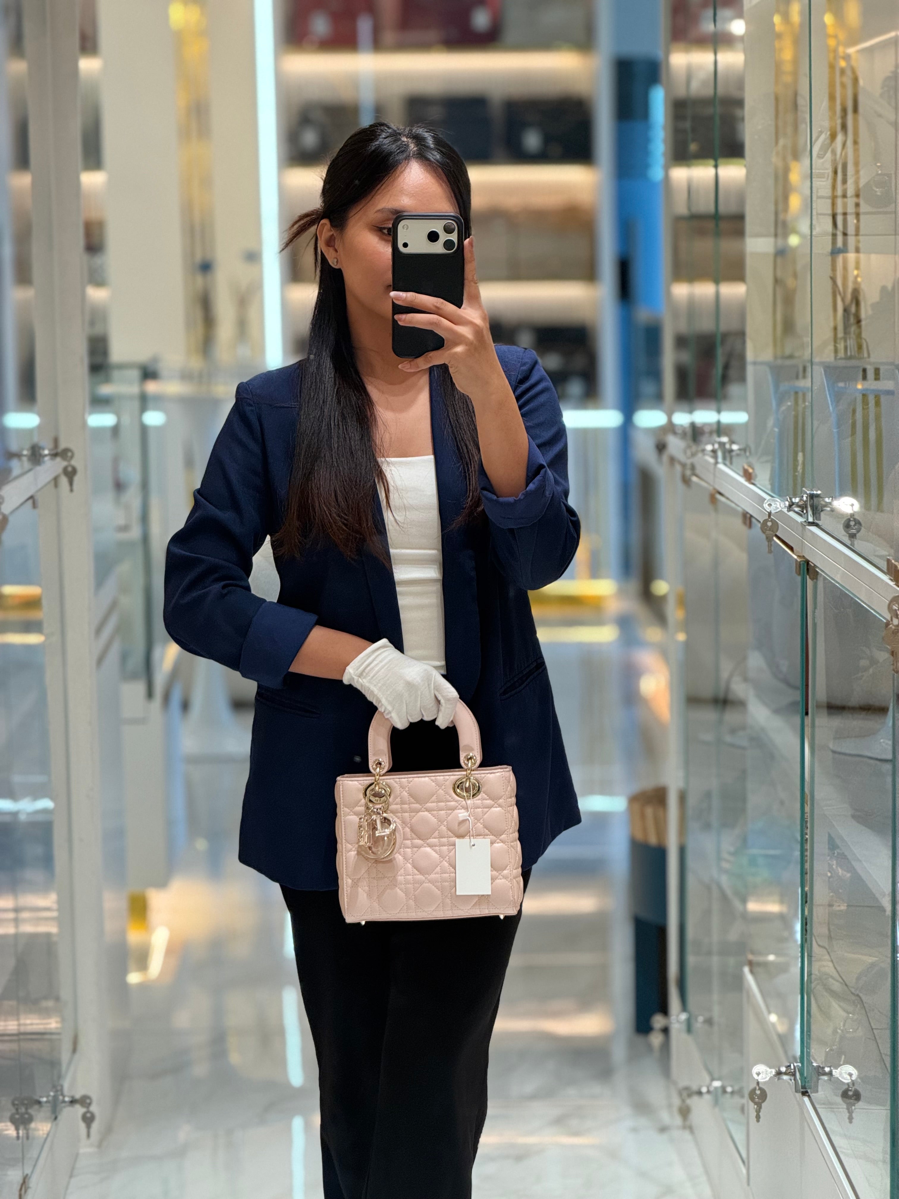 Christian Dior Lady My ABCDior Bag Small in Rose Poudre Lambskin Leather Light Gold Hardware | Purse Maison Luxury Bags Shop