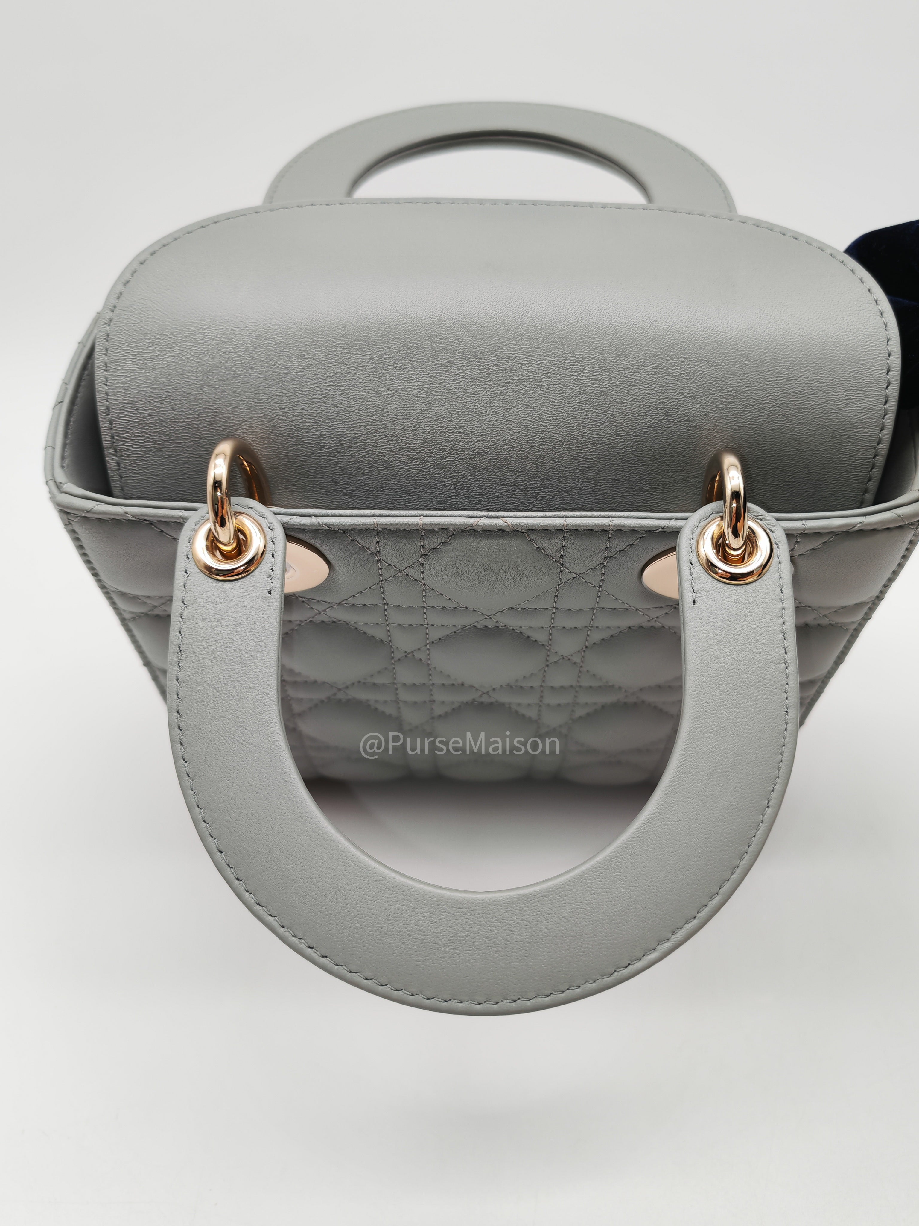 Christian Dior Lady My ABCDior Small in Stone Gray Lambskin Cannage Leather Light Gold Hardware | Purse Maison Luxury Bags Shop