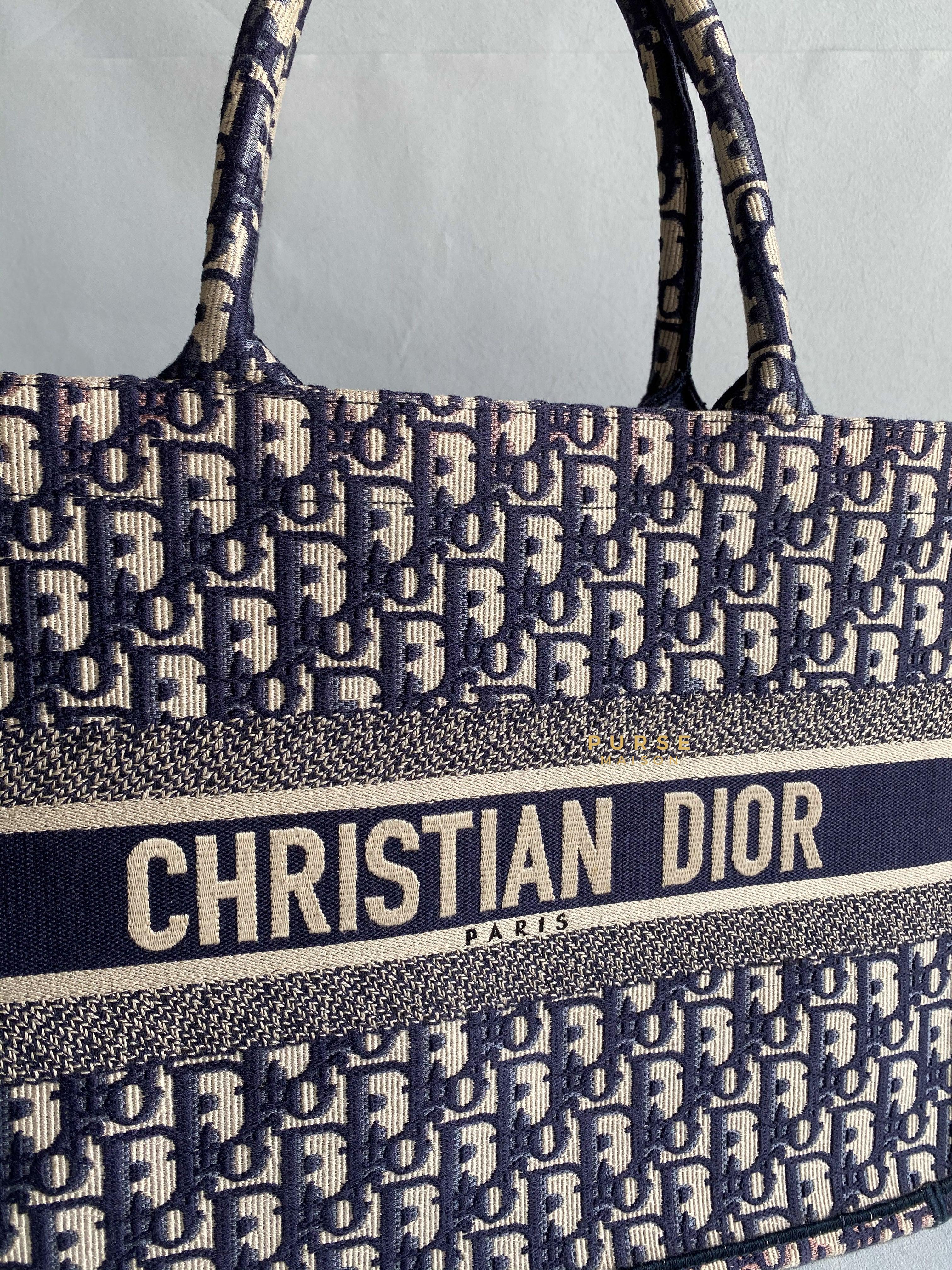 Christian Dior Medium Book Tote Oblique Embroidered Canvas | Purse Maison Luxury Bags Shop