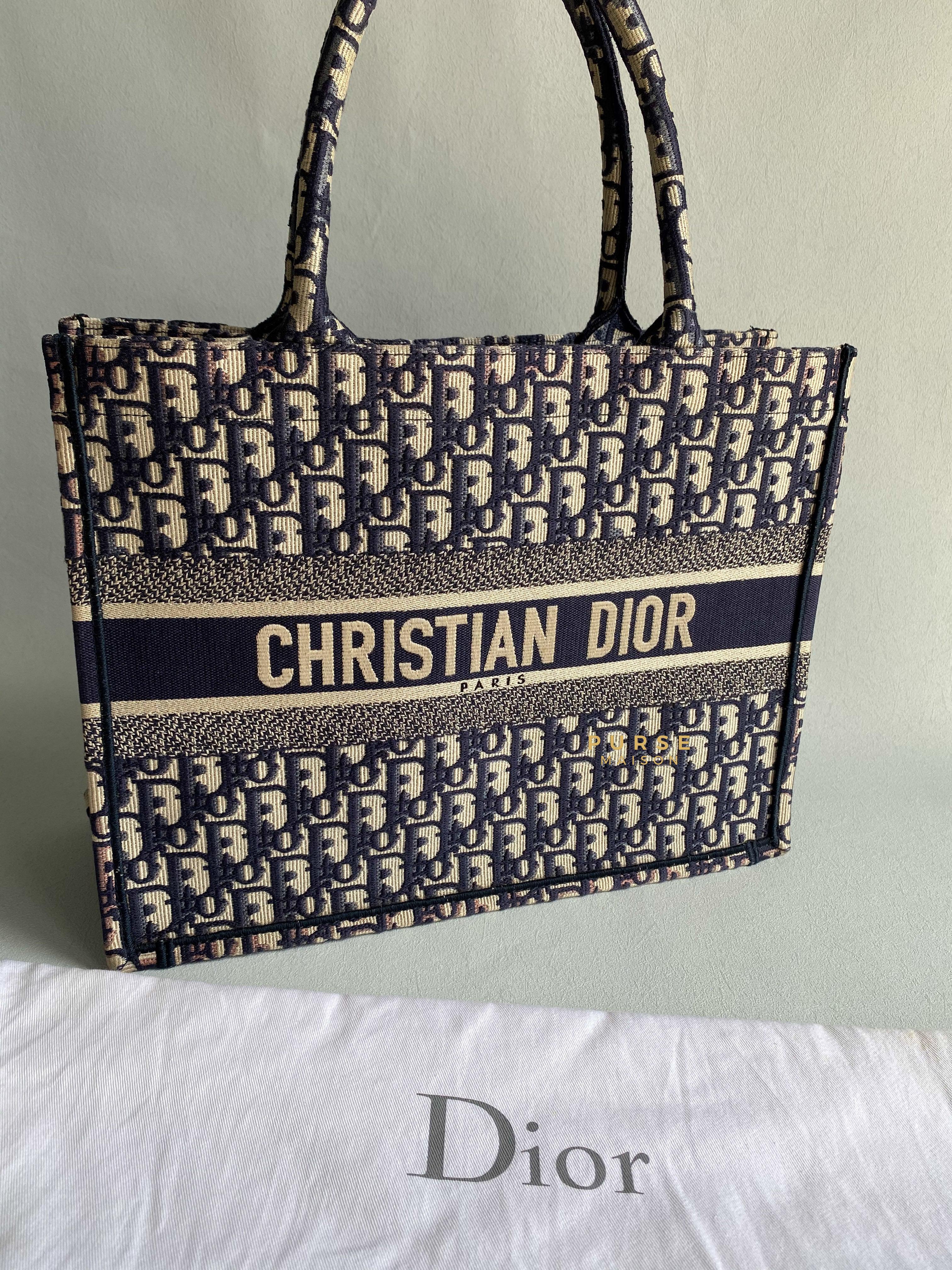 Christian Dior Medium Book Tote Oblique Embroidered Canvas | Purse Maison Luxury Bags Shop
