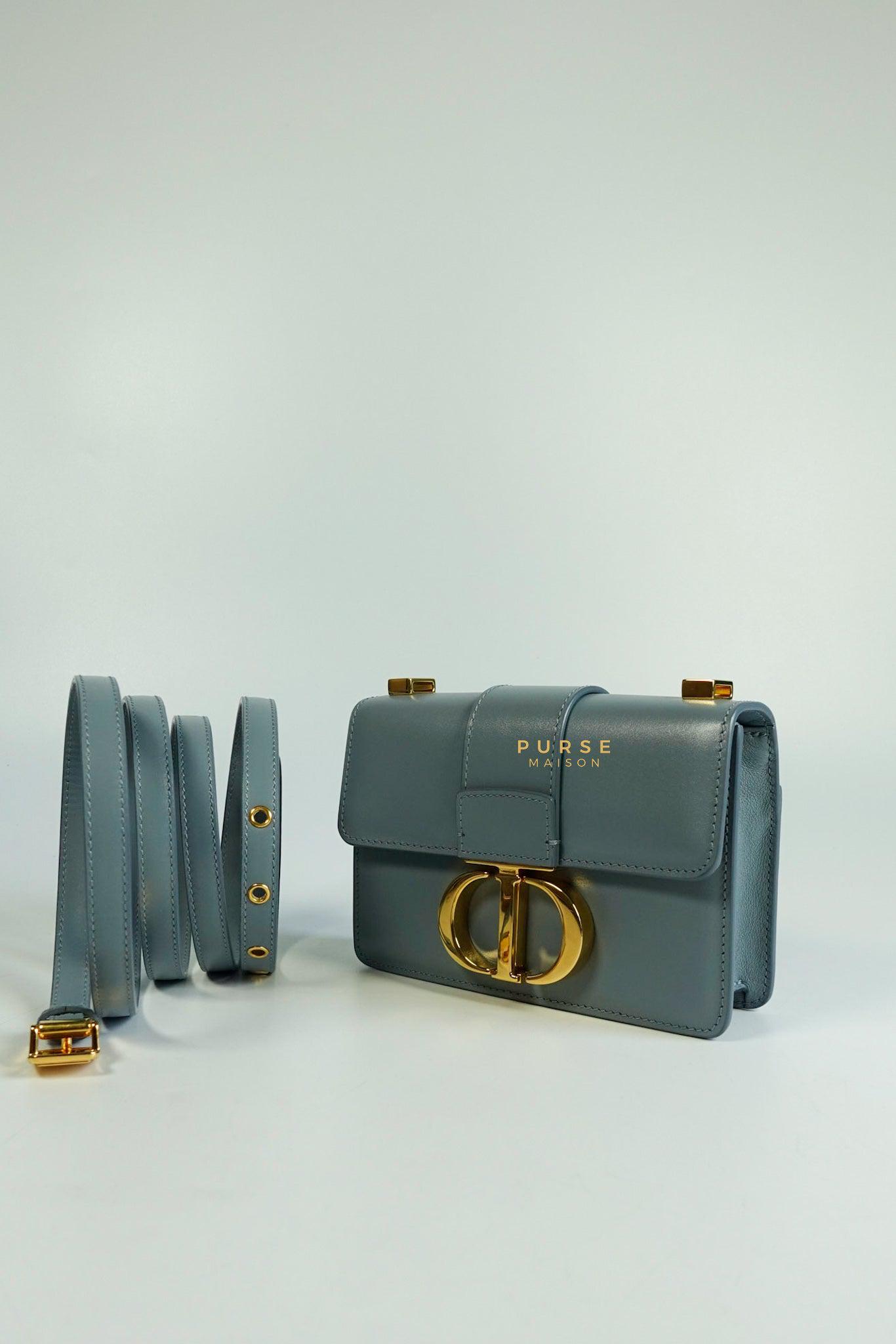 Christian Dior Micro 30 Montaigne Blue Gray Calfskin Bag