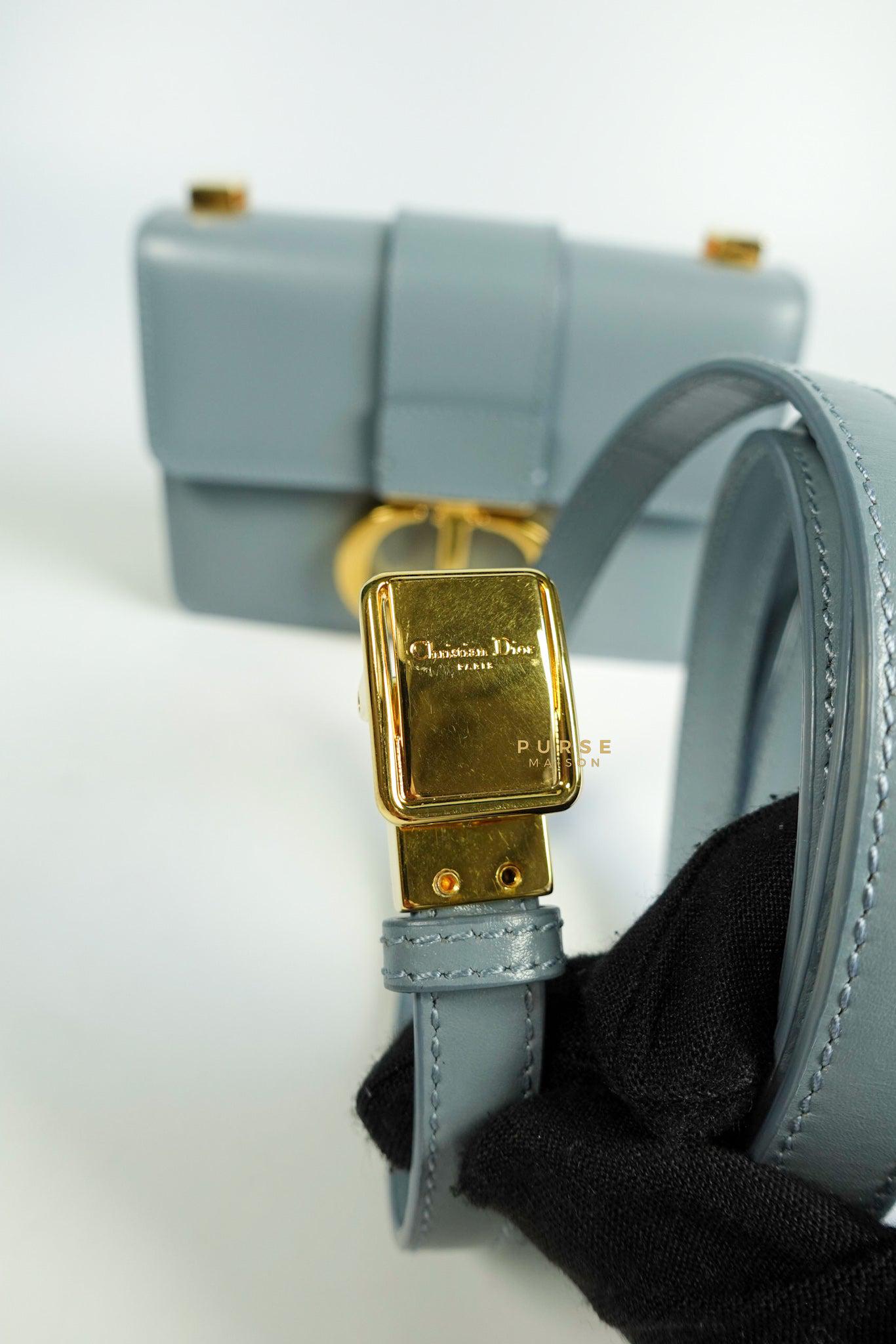 Christian Dior Micro 30 Montaigne Blue Gray Calfskin Bag