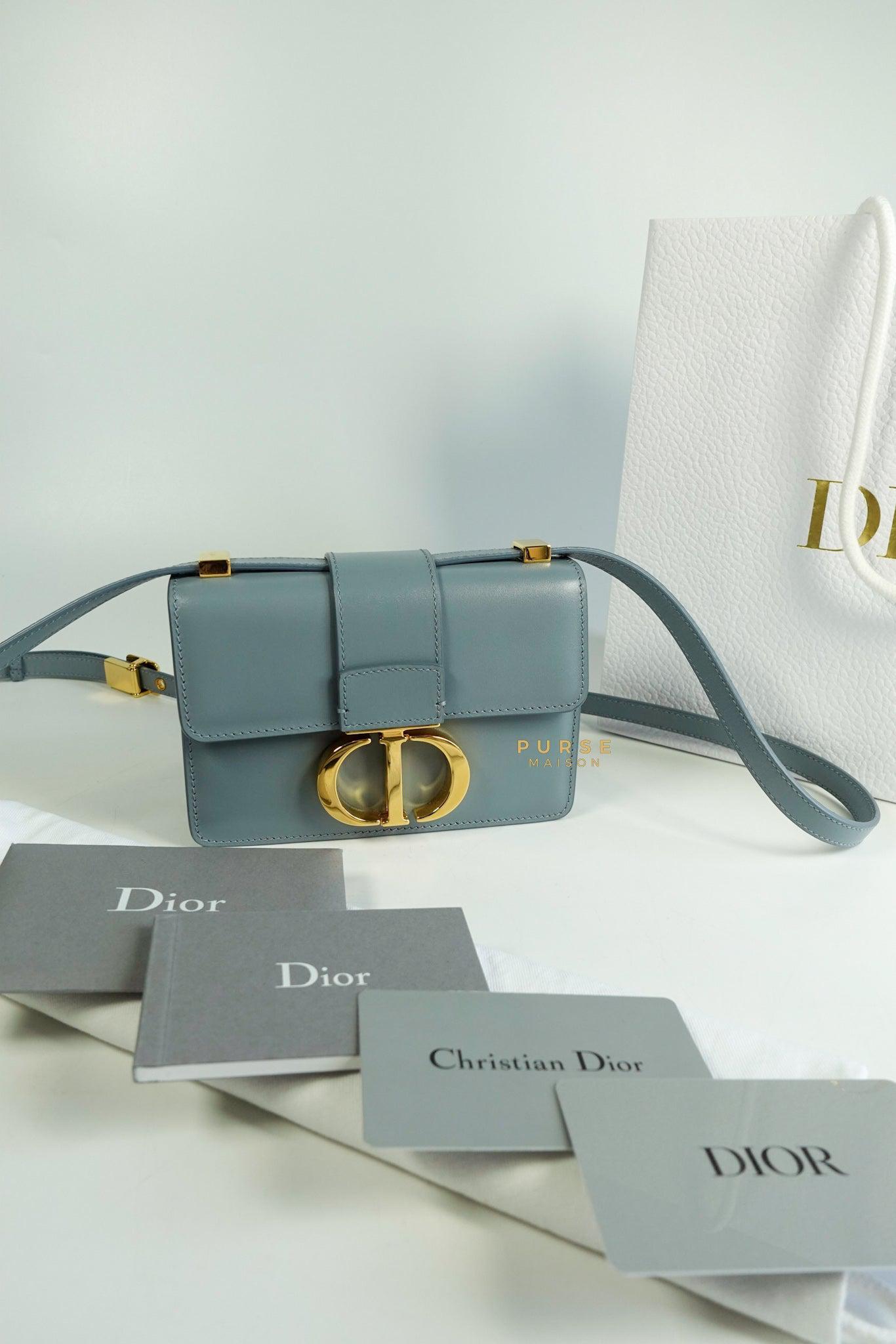 Christian Dior Micro 30 Montaigne Blue Gray Calfskin Bag